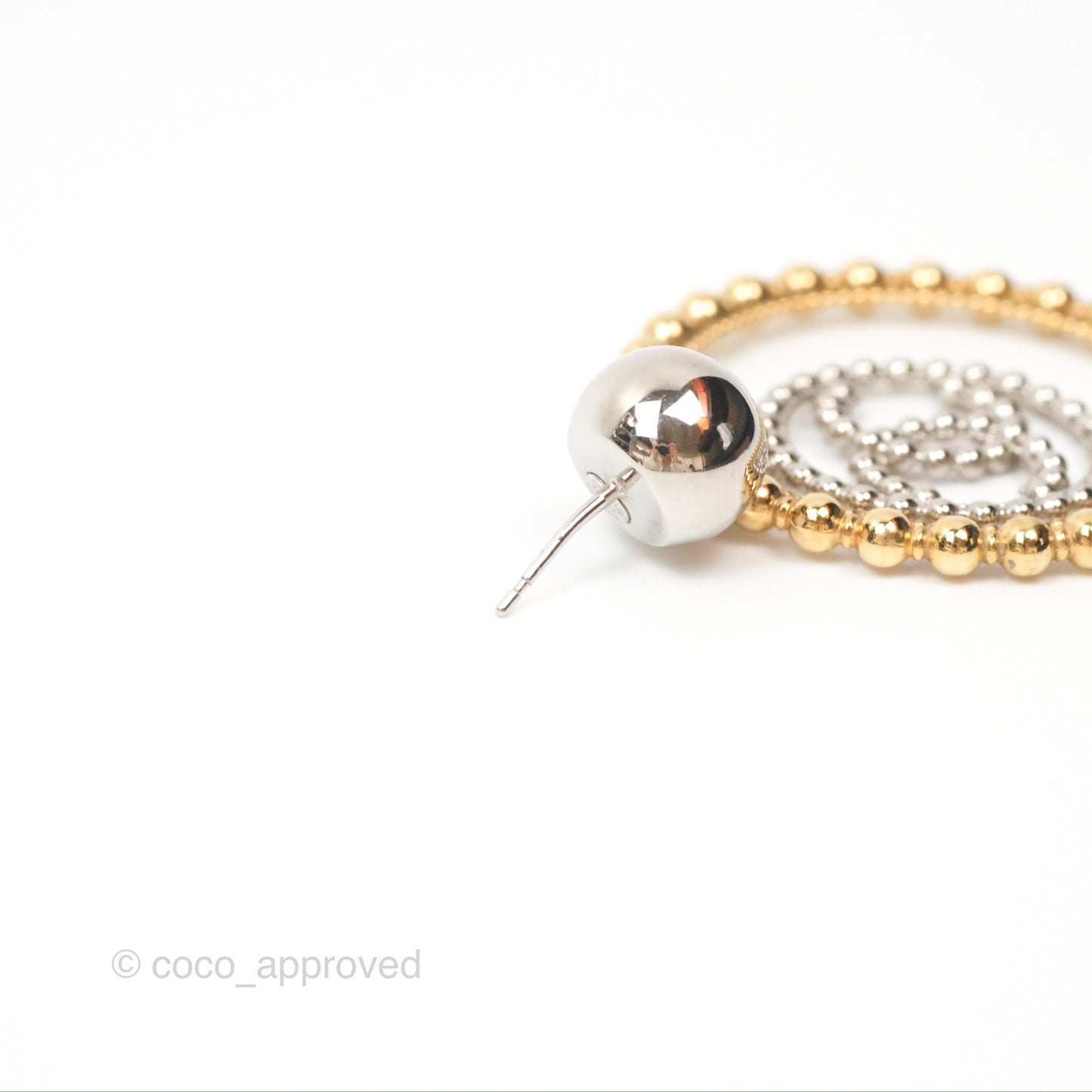 Chanel CC Hoop Drop Earrings Silver Gold Tone 22C