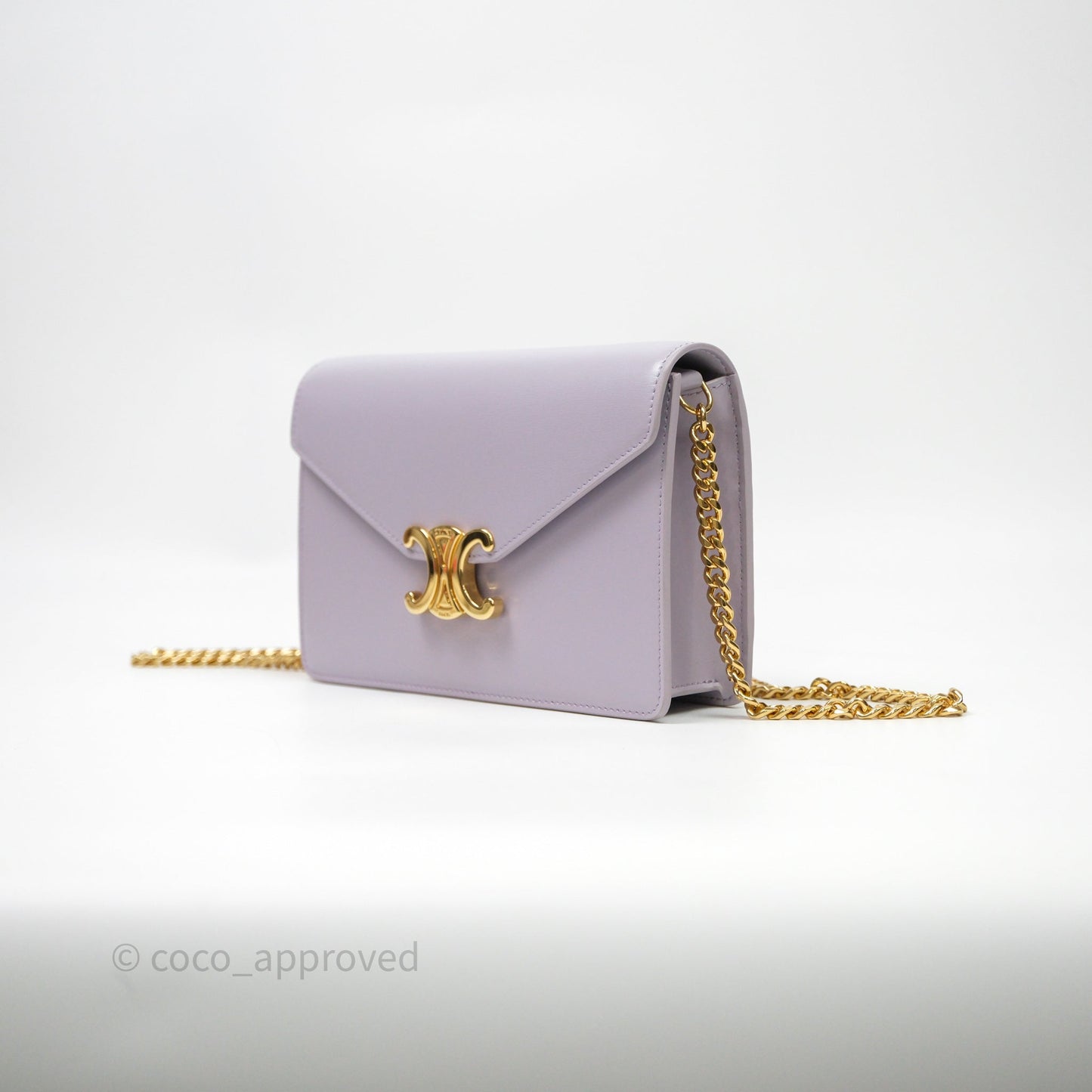 Celine Margo Wallet On Chain in Purple lavender Shiny Calfskin