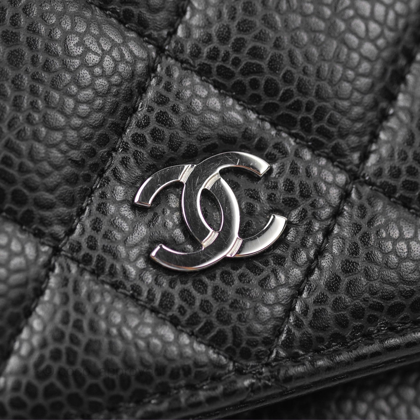 Chanel Quilted Classic Wallet On Chain WOC Black Caviar Silver Hardware