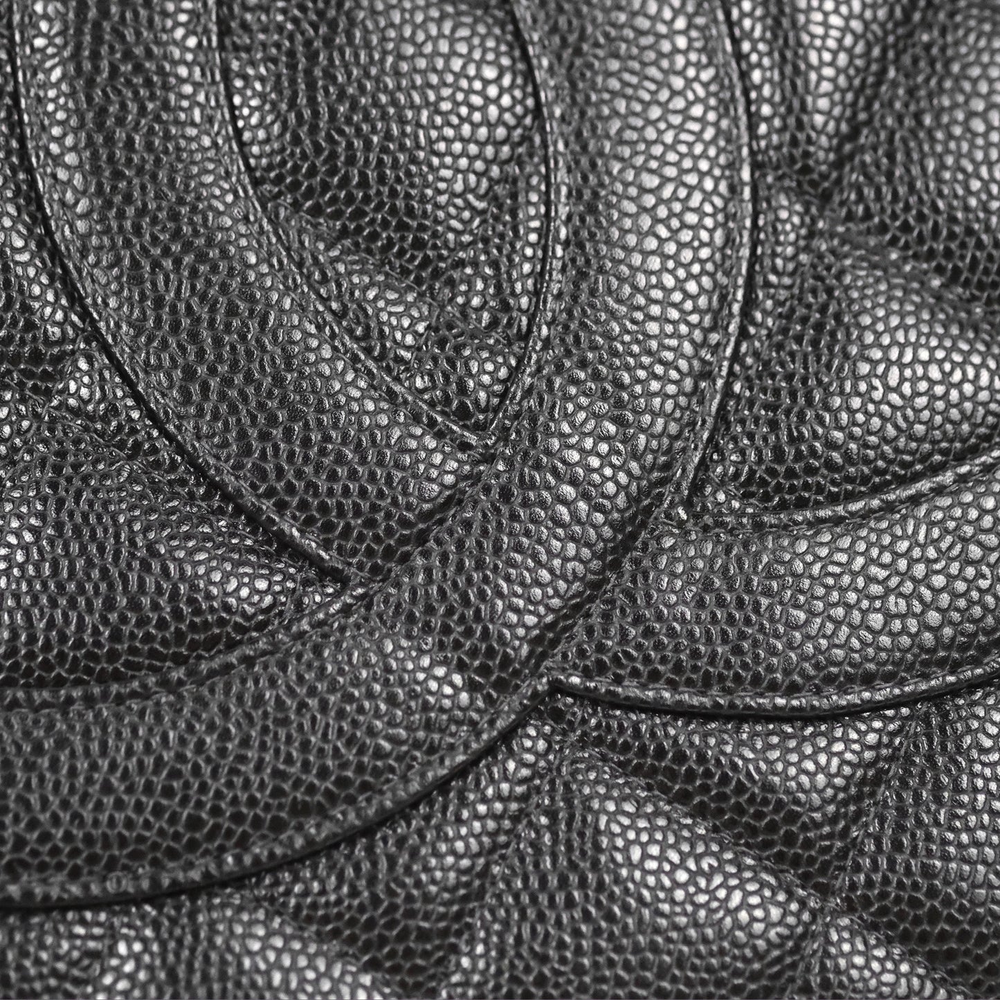 Chanel Vintage Medallion CC Black Caviar Tote Bag Gold Hardware