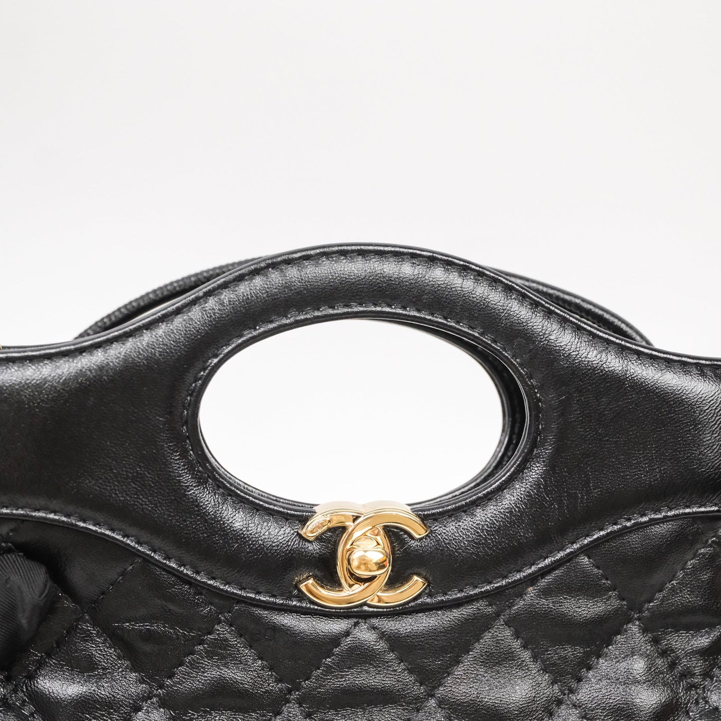 Chanel 31 Mini Black Shiny Calfskin Gold Hardware