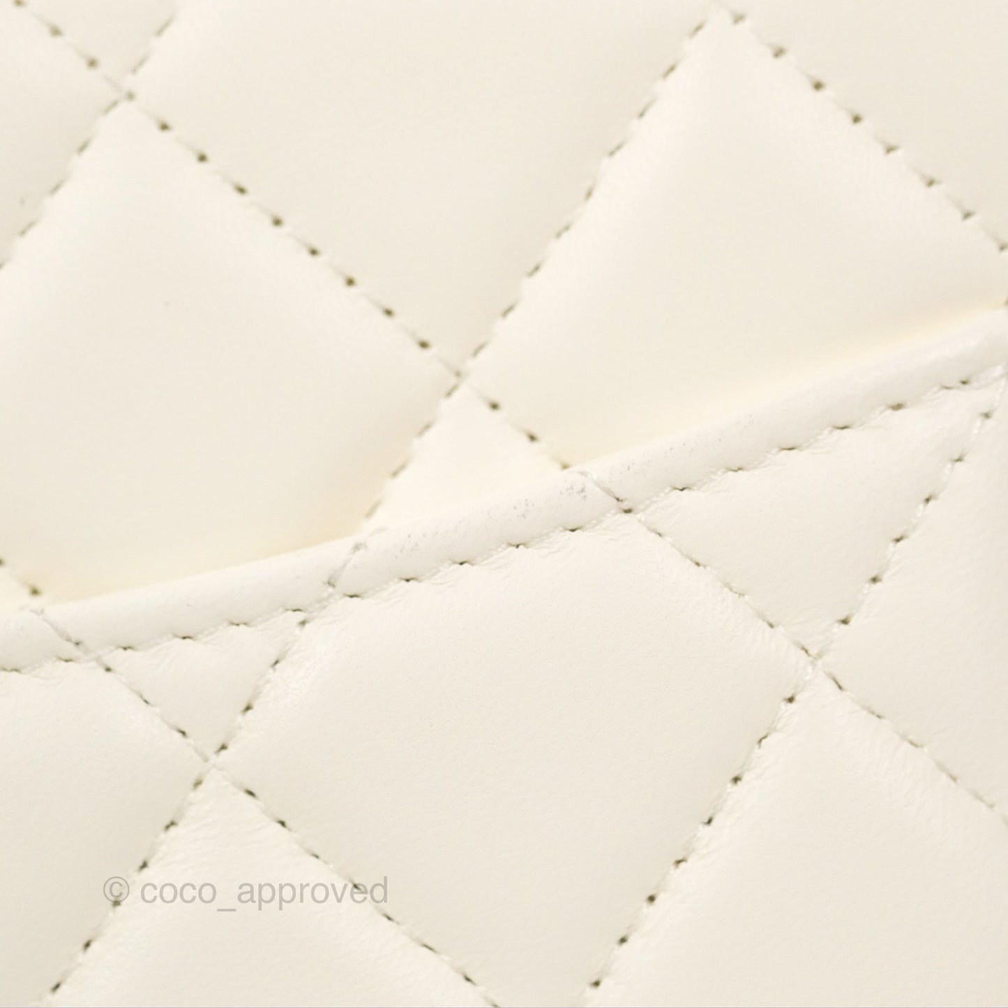 Chanel Quilted Pearl Crush Wallet on Chain WOC White Lambskin Aged Gold Hardware