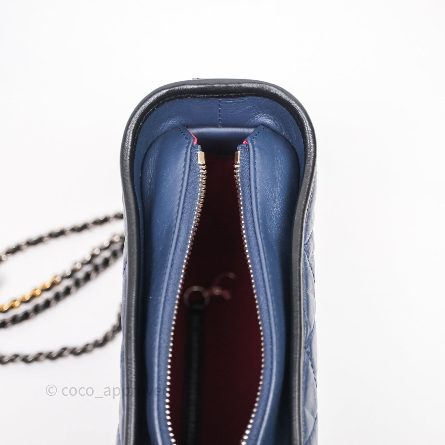 Chanel Quilted Small Gabrielle Hobo Navy Black Aged Calfskin Mixed Hardware