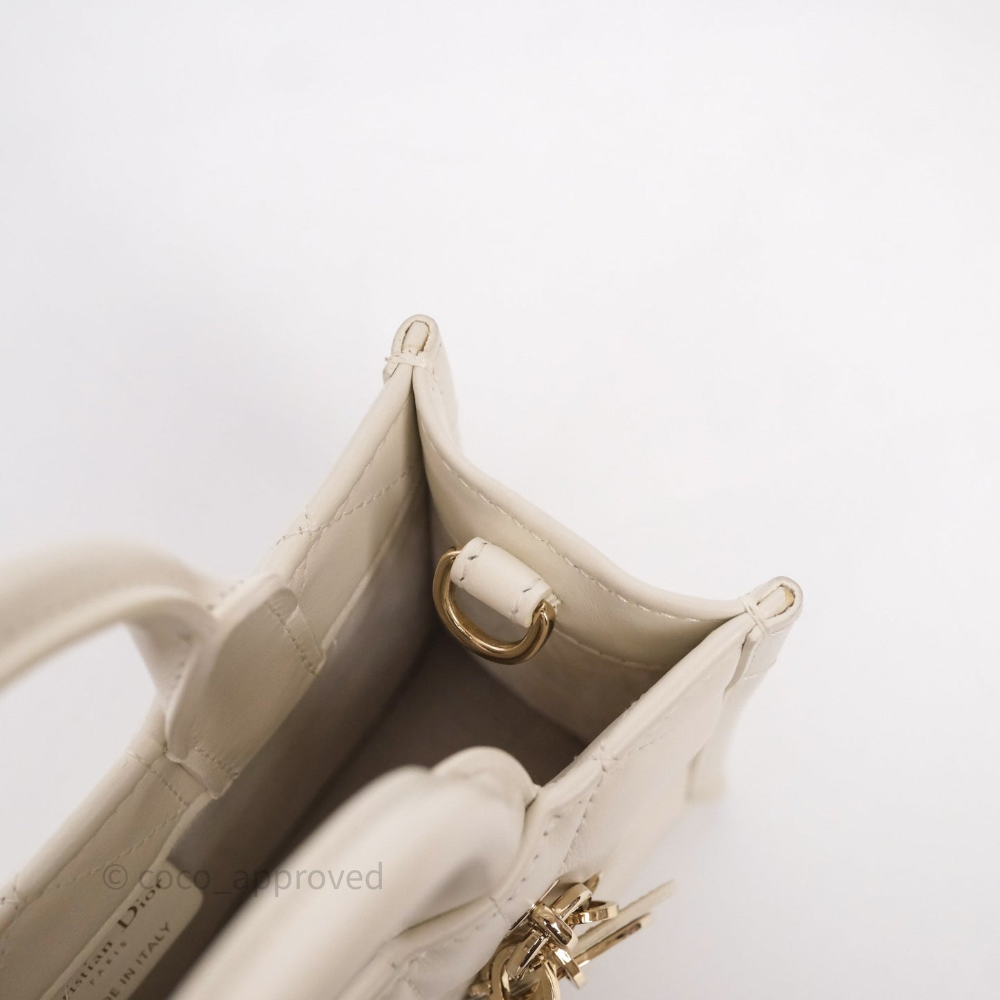 Christian Dior Mini Dior Book Tote Latte Macrocannage Calfskin Gold Hardware