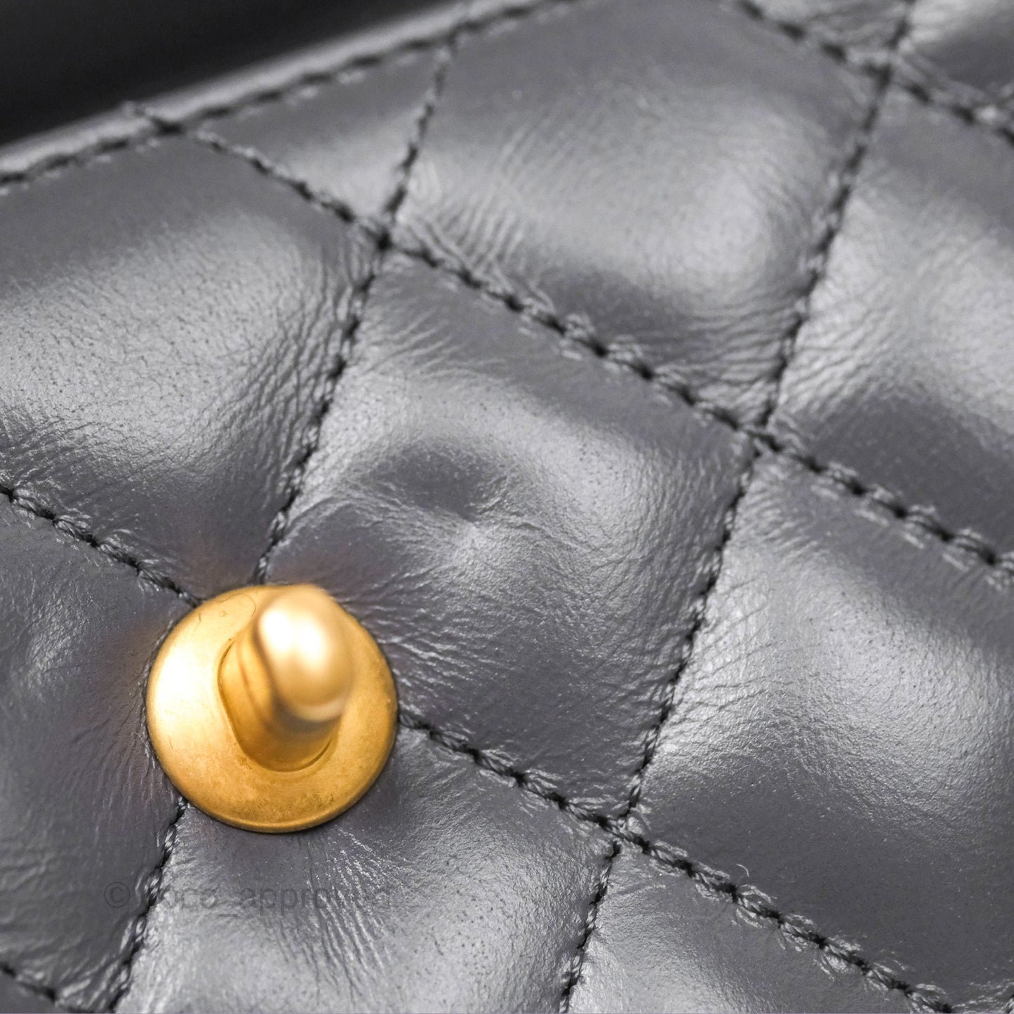 Chanel Kelly Bag Quilted Grey Shiny Calfskin Aged Gold Hardware
