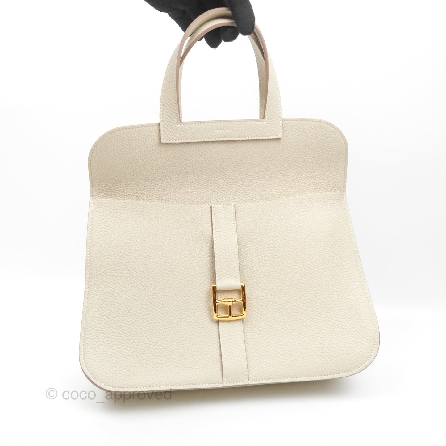 Hermès Halzan 31 Beton Clemence Gold Hardware