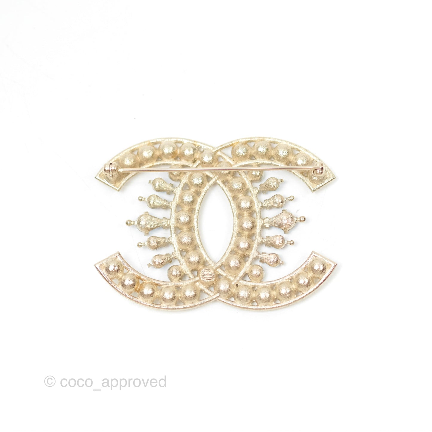 Chanel CC Crystals Brooch Gold Tone 19S