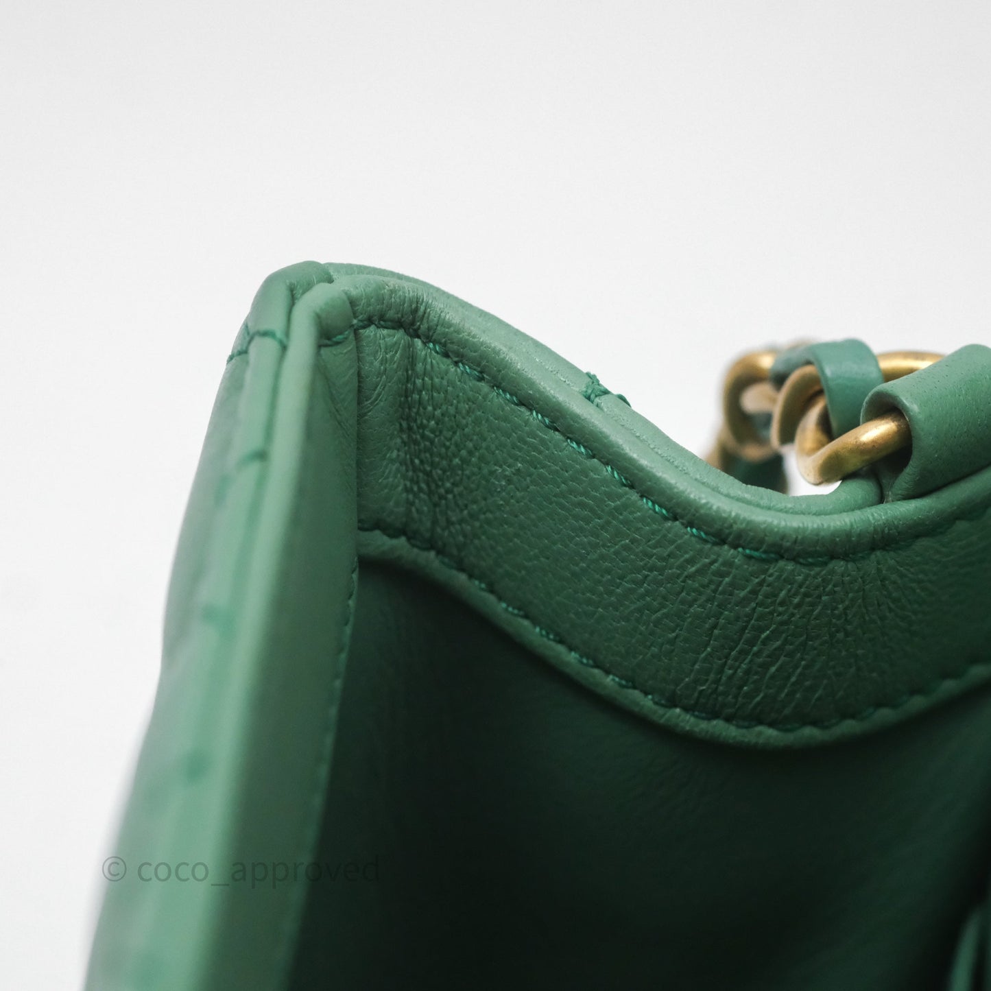 Chanel Pearl Crush Mini Square Quilted Green Lambskin Aged Gold Hardware