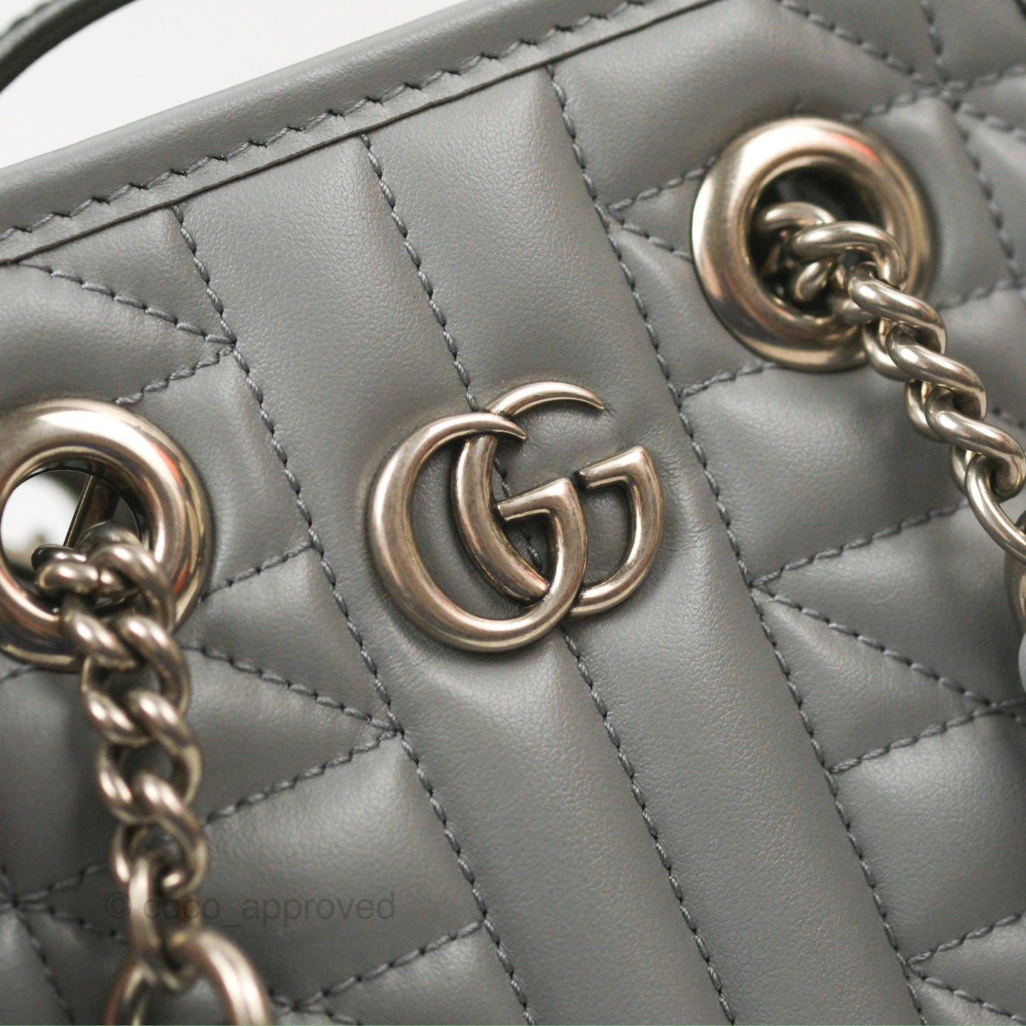 Gucci Mini GG Marmont Vertical Tote Bag Grey Silver Hardware