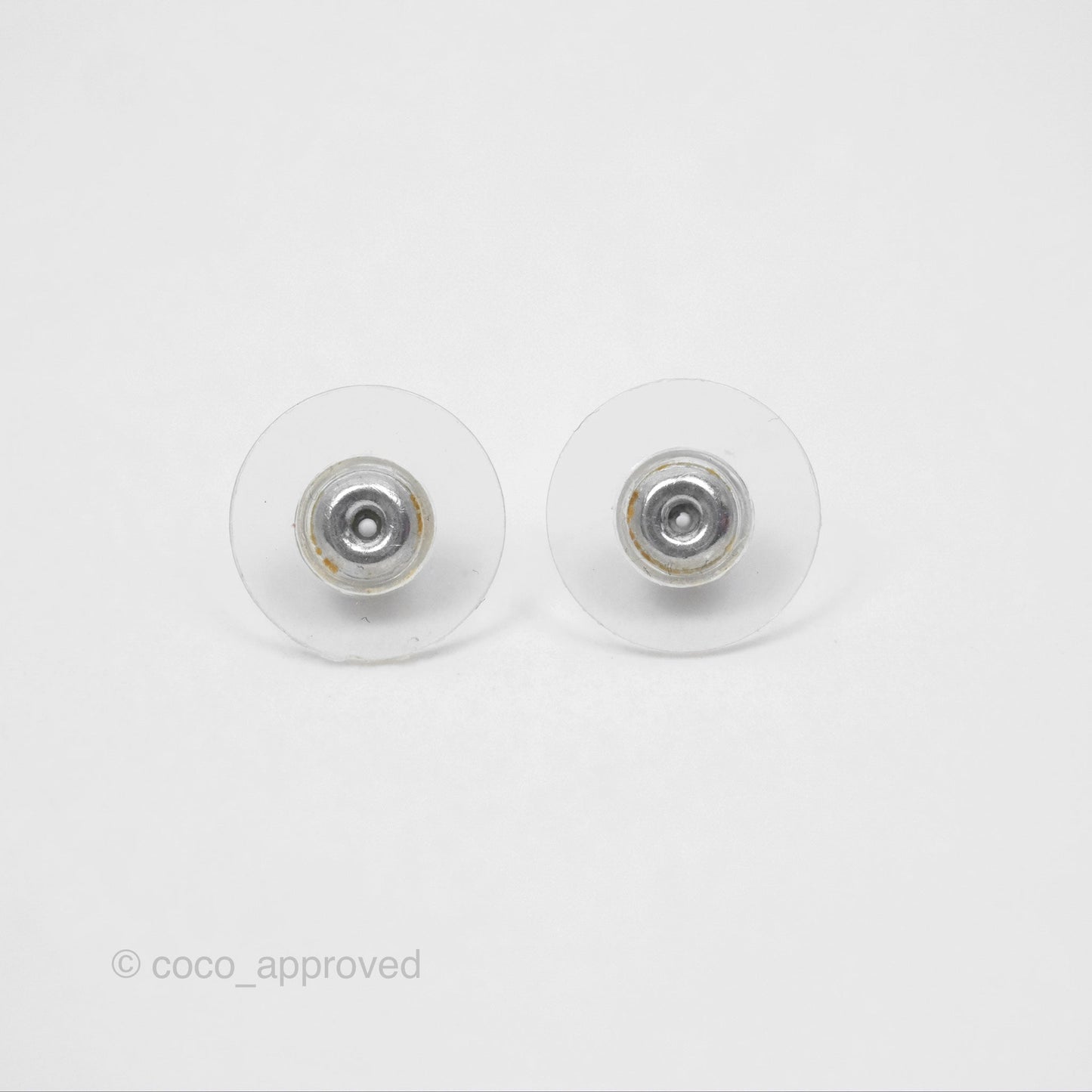Chanel CC Round Earrings Silver Tone 19P