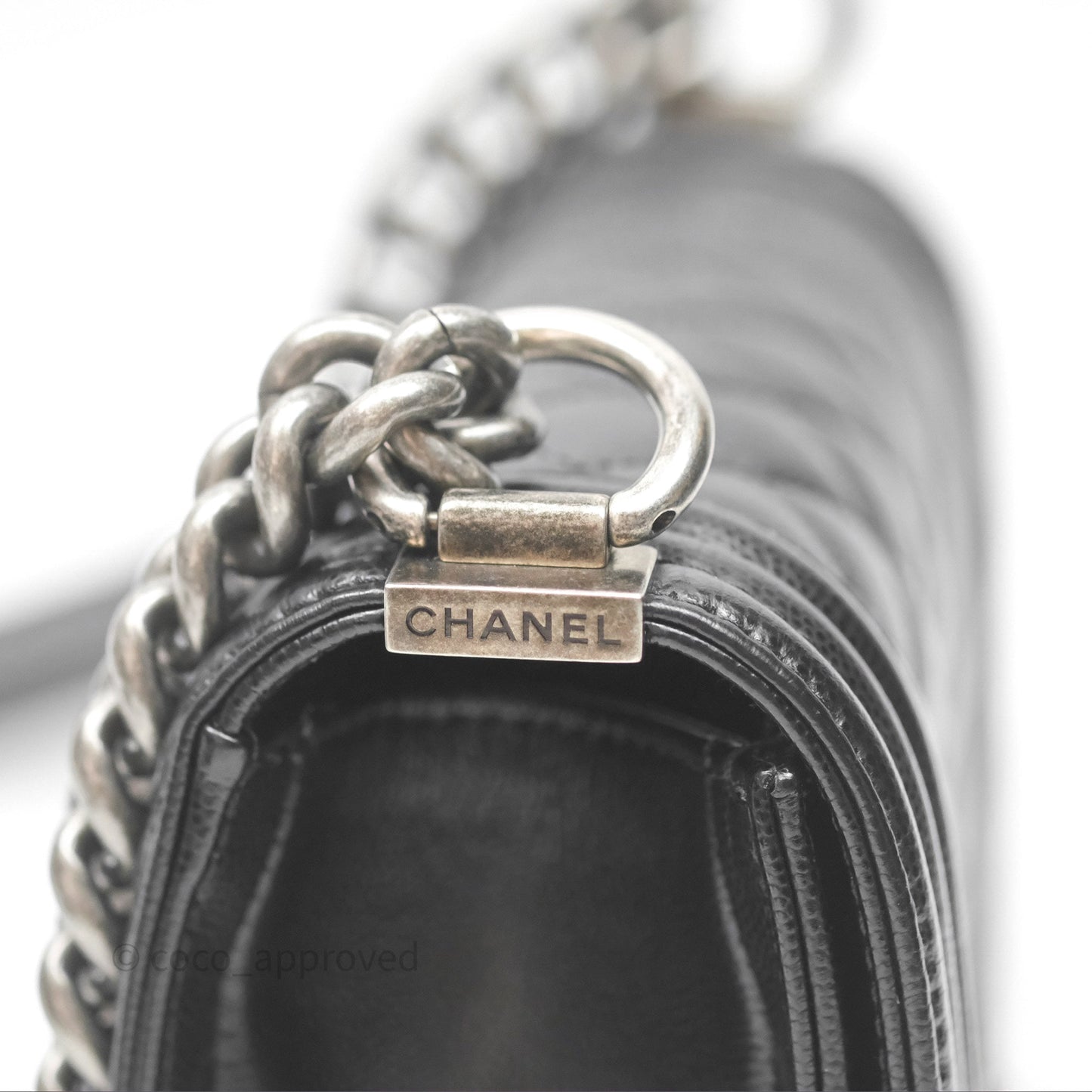 Chanel Small Boy Black Caviar Ruthenium Hardware