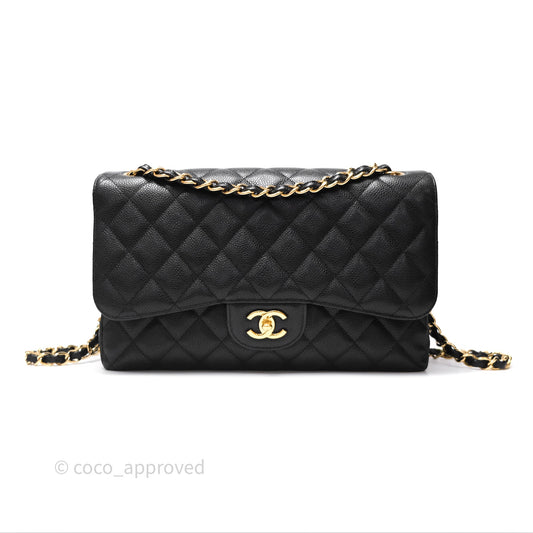 Chanel Jumbo Double Flap Black Caviar Gold Hardware⁣⁣