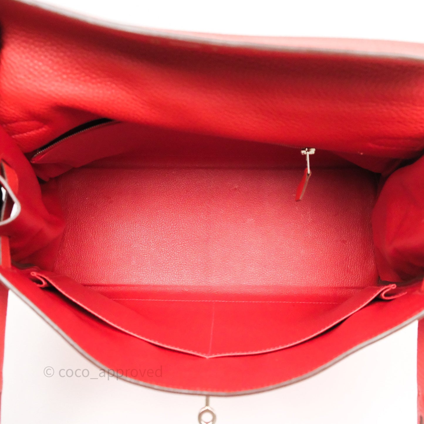 Hermès Kelly 35 Retourne Red Togo Palladium Hardware
