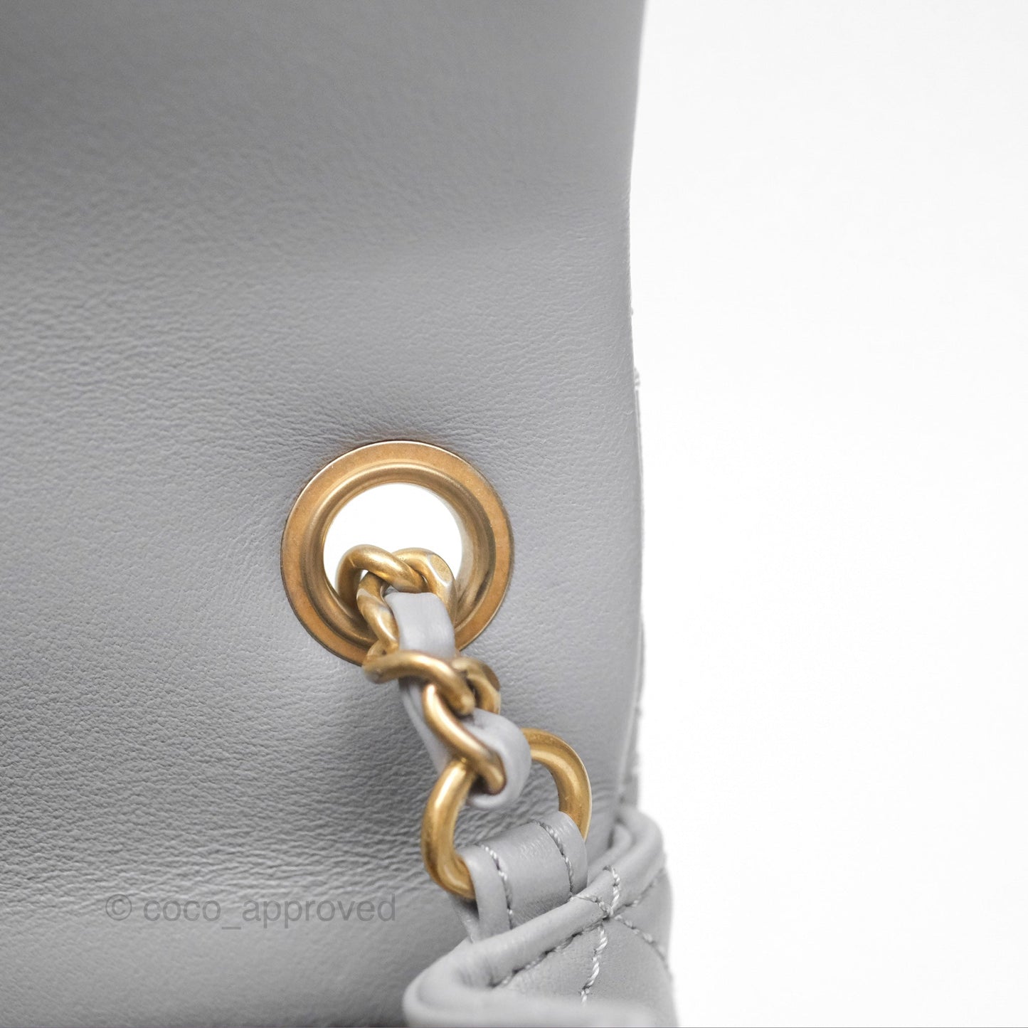 Chanel Mini Rectangular Pearl Crush Grey Lambskin Aged Gold Hardware