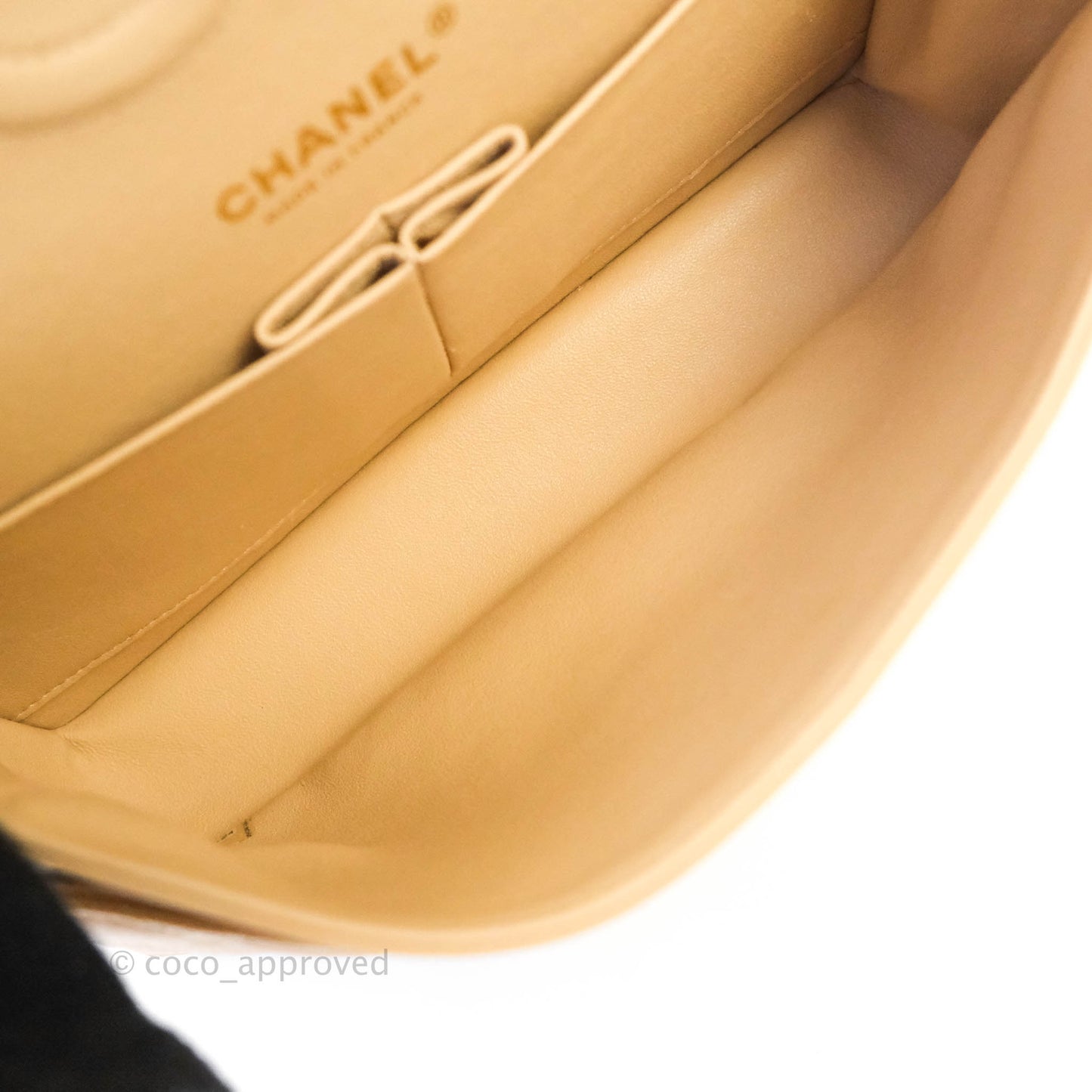 Chanel Classic M/L Medium Double Flap Beige Caviar Gold Hardware