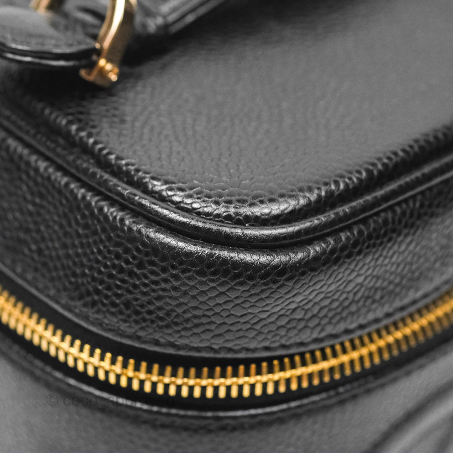 Chanel Vintage Vanity Case Black Caviar Gold Hardware
