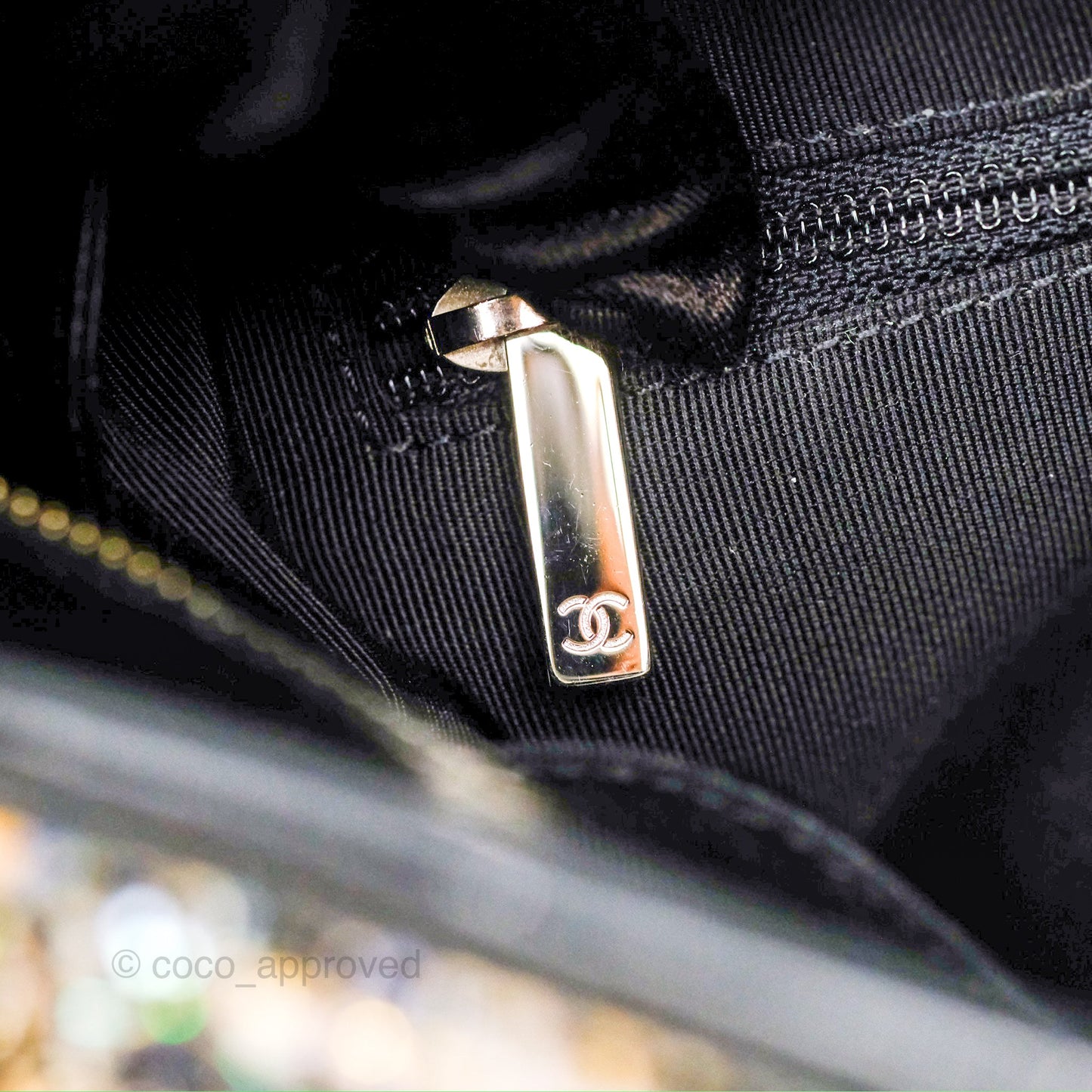 Chanel Large Gabrielle Tweed Green Black Calfskin