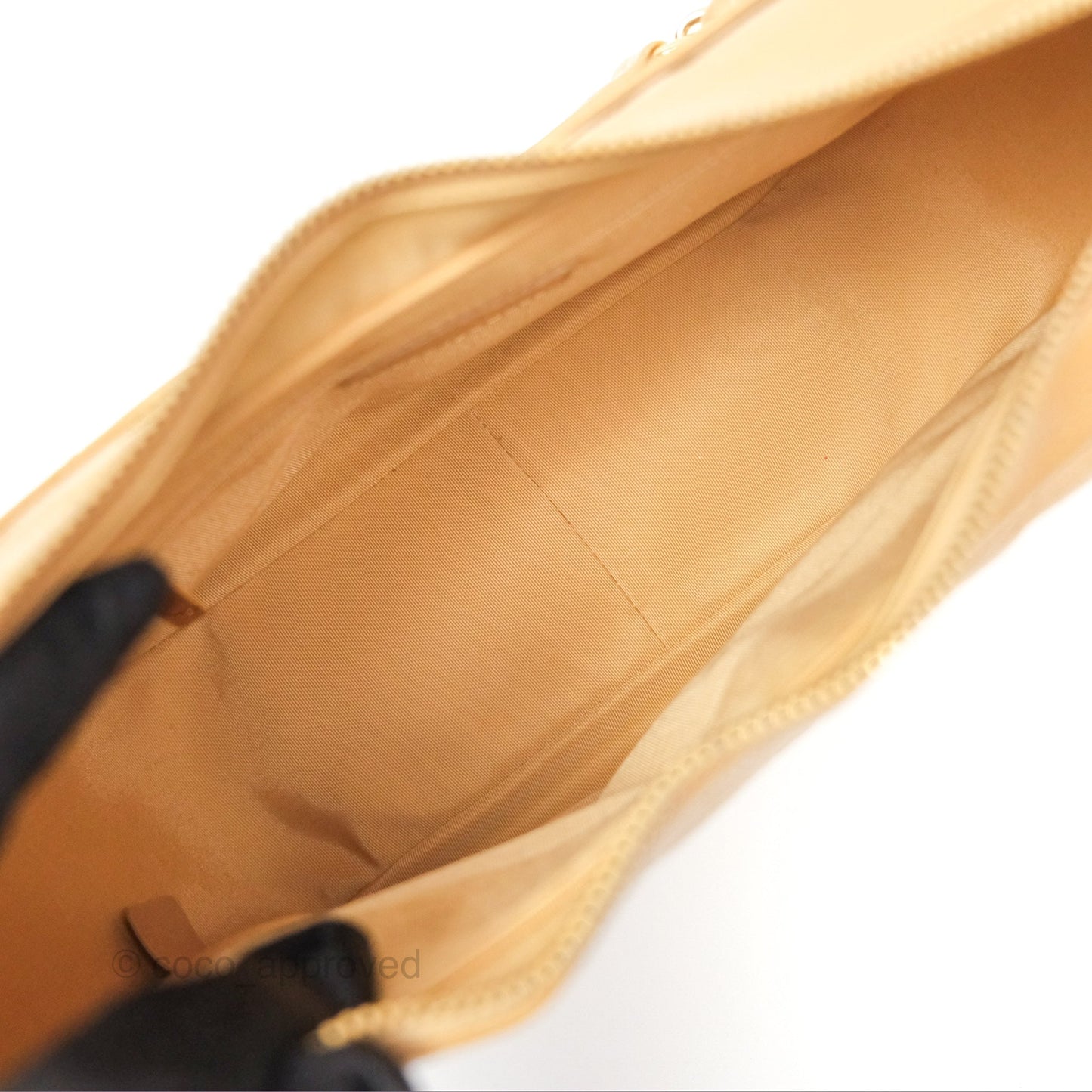Chanel Vintage CC Quilted Hobo Shoulder Bag Beige Caviar Gold Hardware