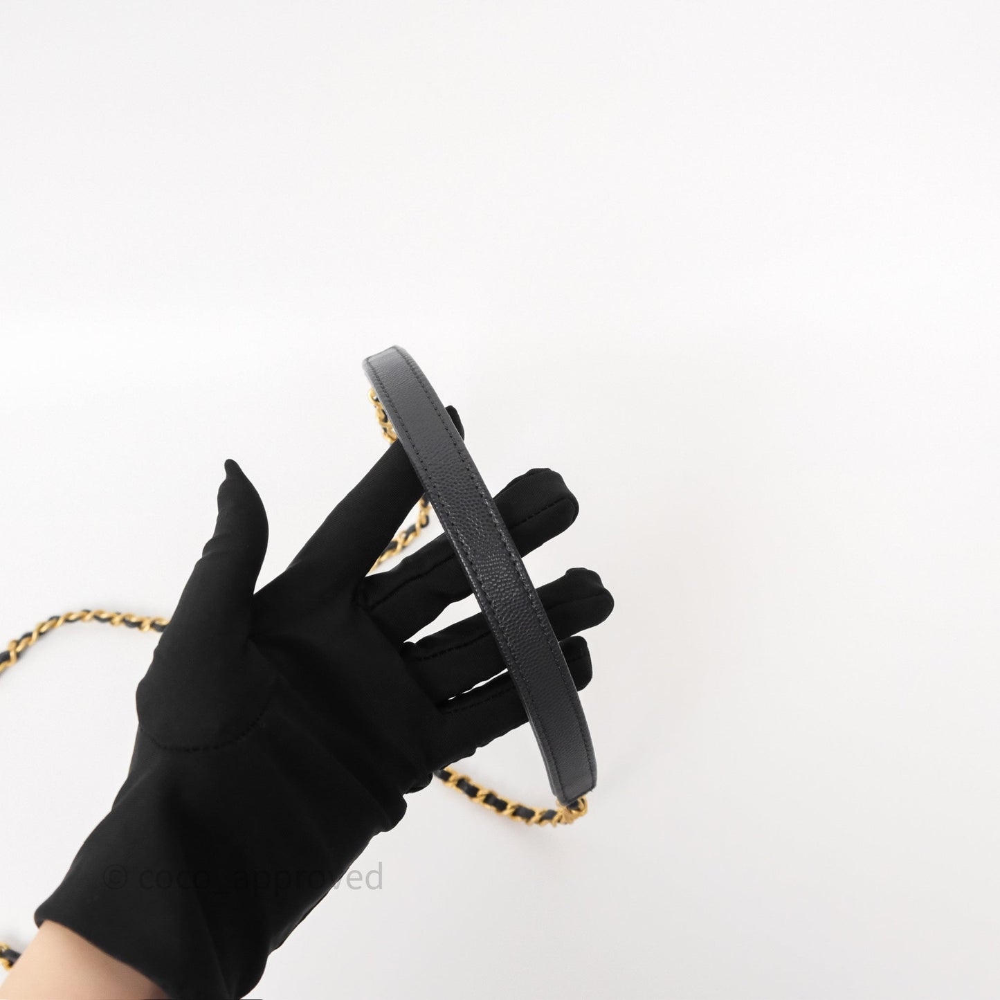Chanel Small Coco Handle Chevron Dark Grey Caviar Aged Gold Hardware