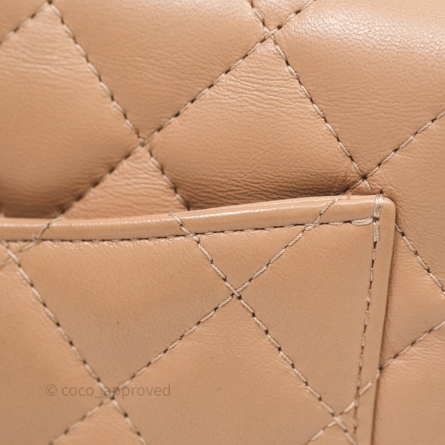 Chanel Mini Square Flap Quilted Beige Lambskin Gold Hardware