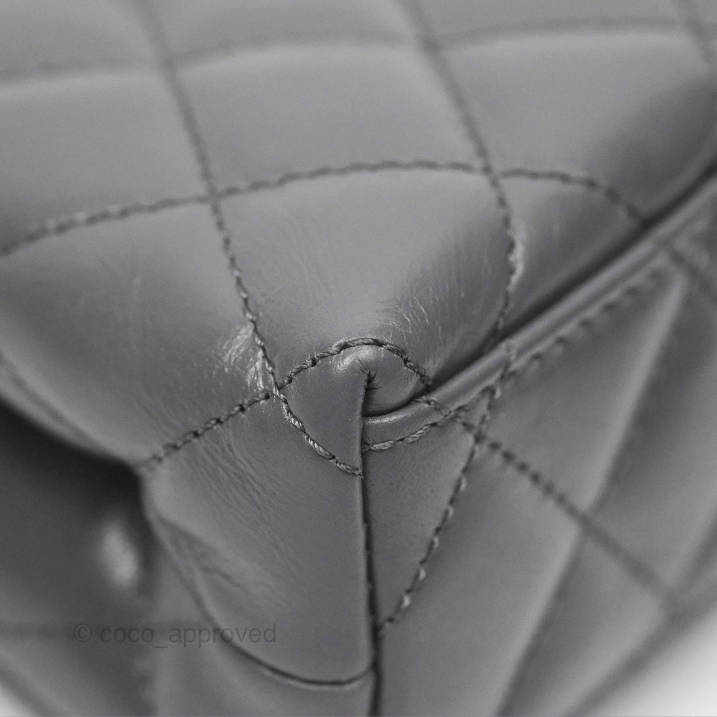 Chanel Kelly Bag Quilted Grey Shiny Calfskin Aged Gold Hardware