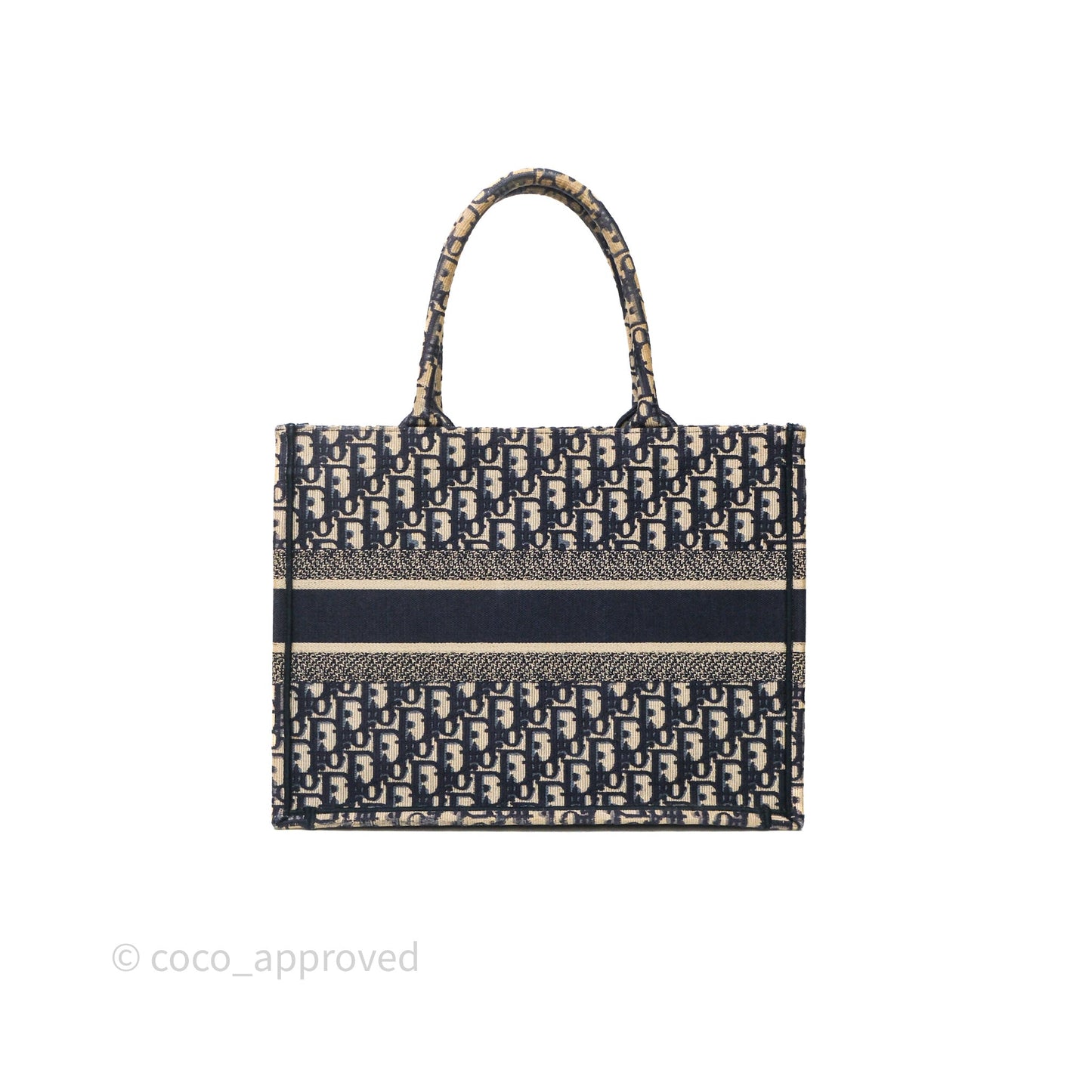 Christian Dior Medium Blue (Old Small) Dior Oblique Embroidery Canvas Book Tote