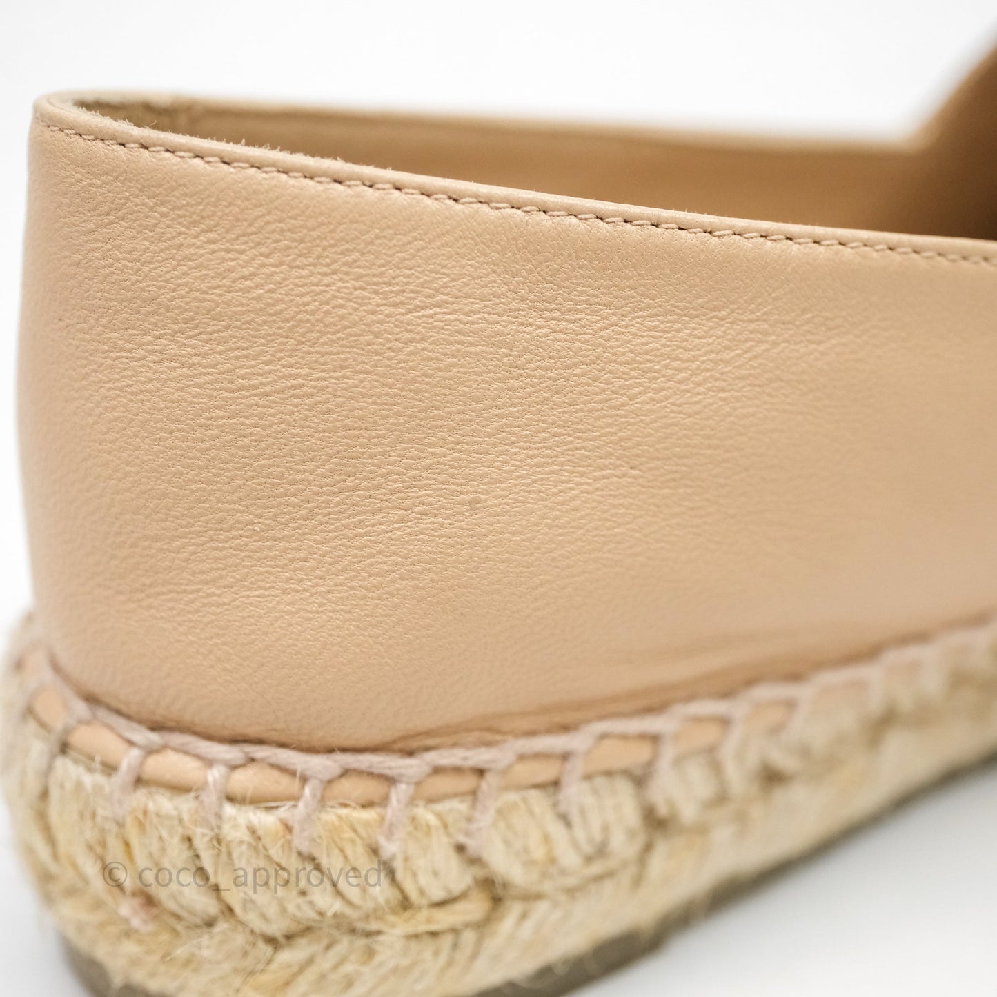 Chanel CC Espadrilles Beige Black Lambskin Size 36
