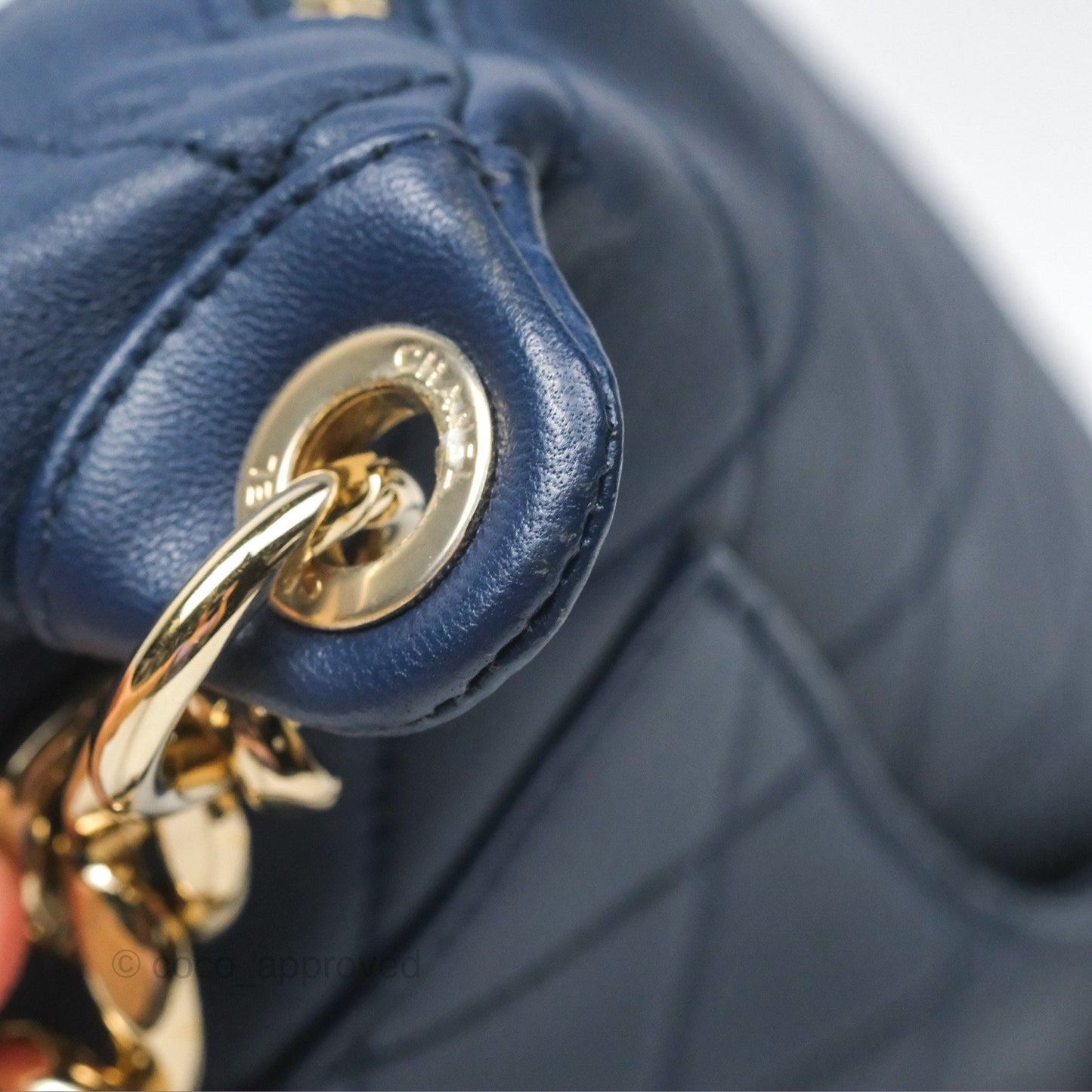 Chanel Resin Bi-Color Chain Belt Bag Navy Lambskin Gold Hardware