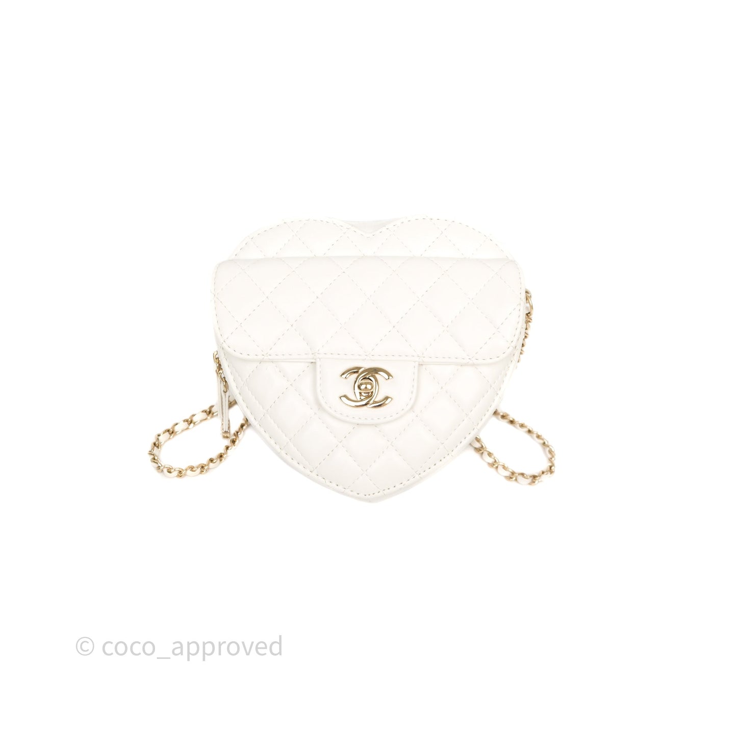 Chanel Large Heart Bag White Lambskin Gold Hardware
