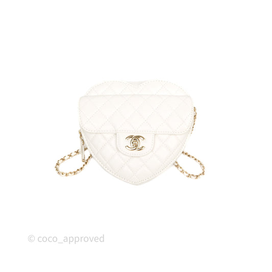 Chanel Large Heart Bag White Lambskin Gold Hardware