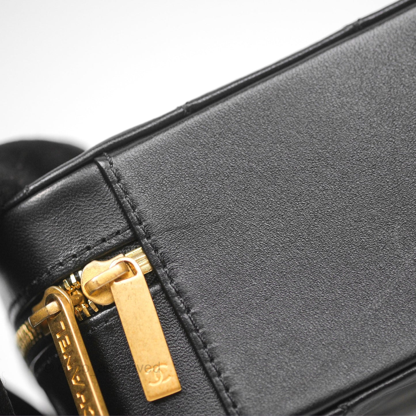 Chanel Top Handle Vanity Case Black Lambskin Aged Gold Hardware 22A
