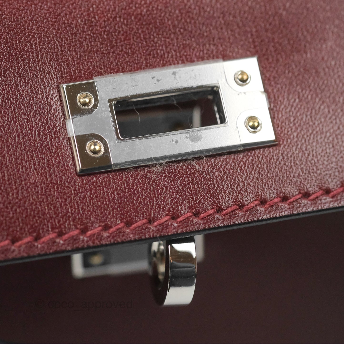 Hermès Mini Kelly II Sellier Rouge H Box Leather Palladium Hardware