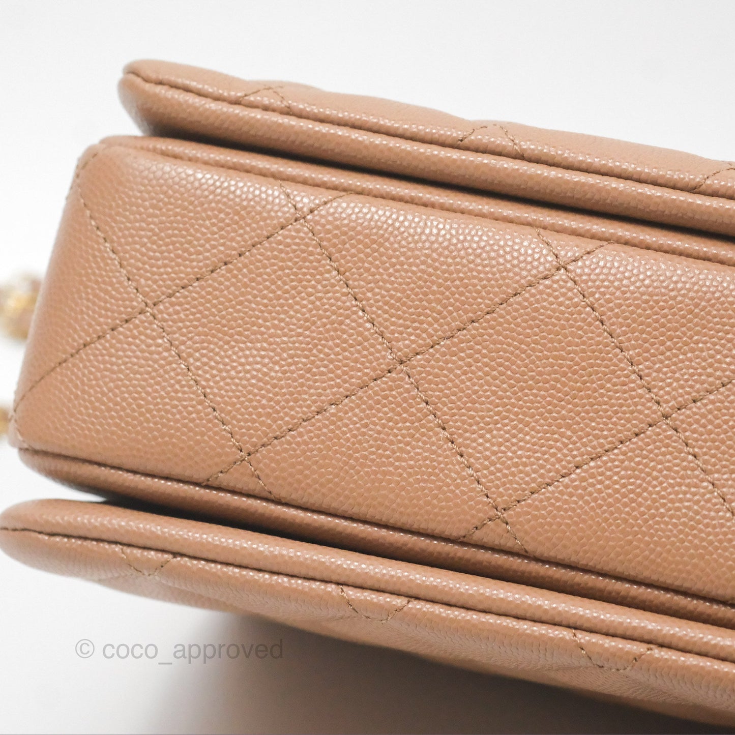 Chanel Coco First Dark Beige Flap Bag Caviar Gold Hardware 22K