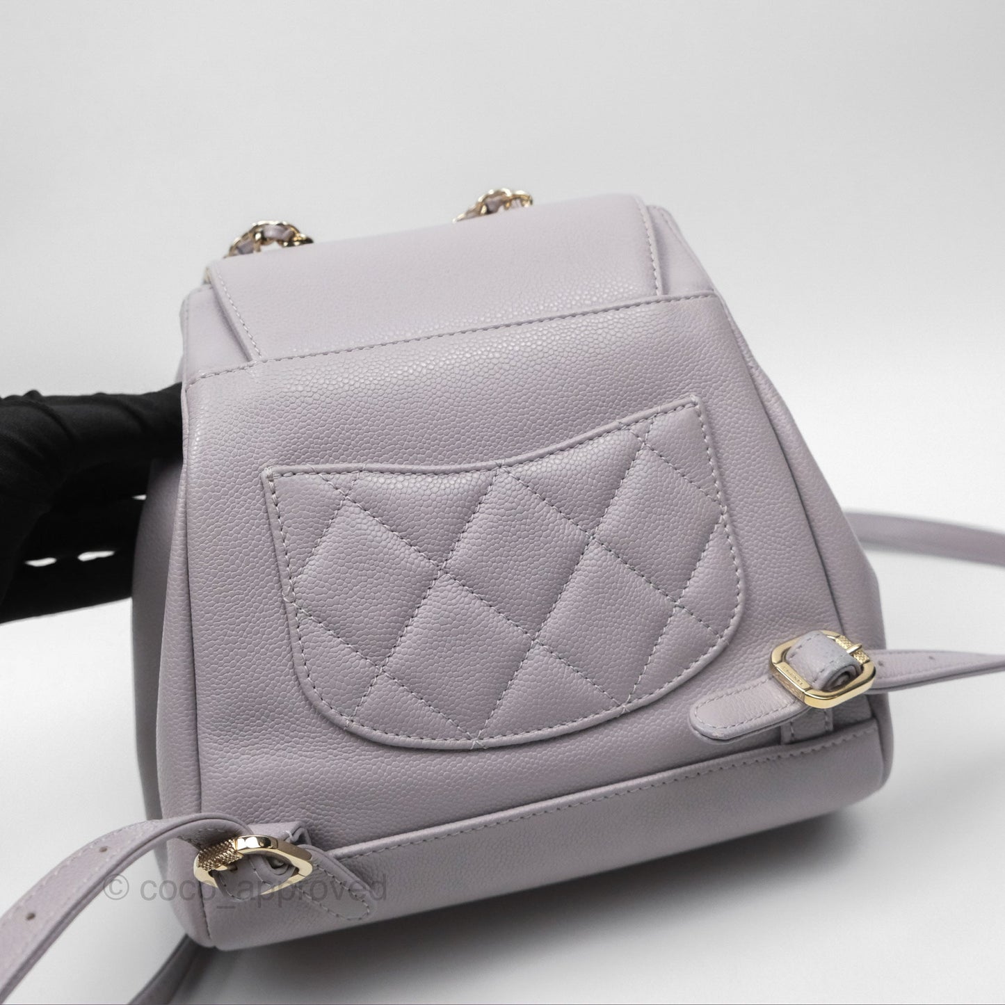 Chanel Mini Business Affinity Backpack Grey Caviar Gold Hardware 22B