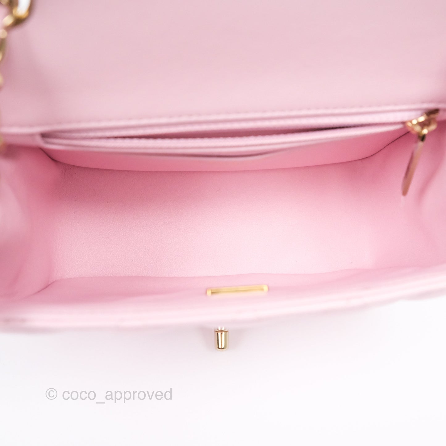 Chanel Mini Square Flap Quilted Pink Lambskin Gold Hardware