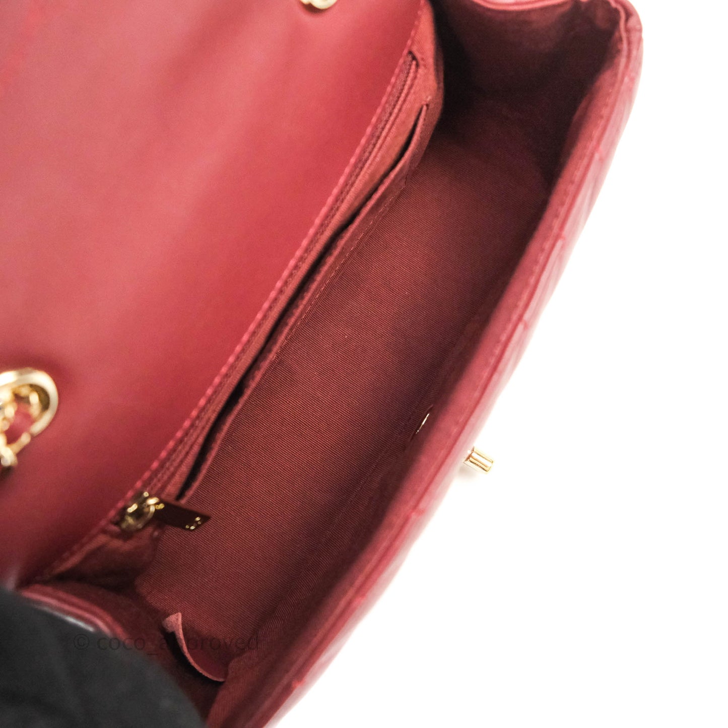 Chanel Small Statement Chevron Flap Bag Burgundy Lambskin Gold Hardware
