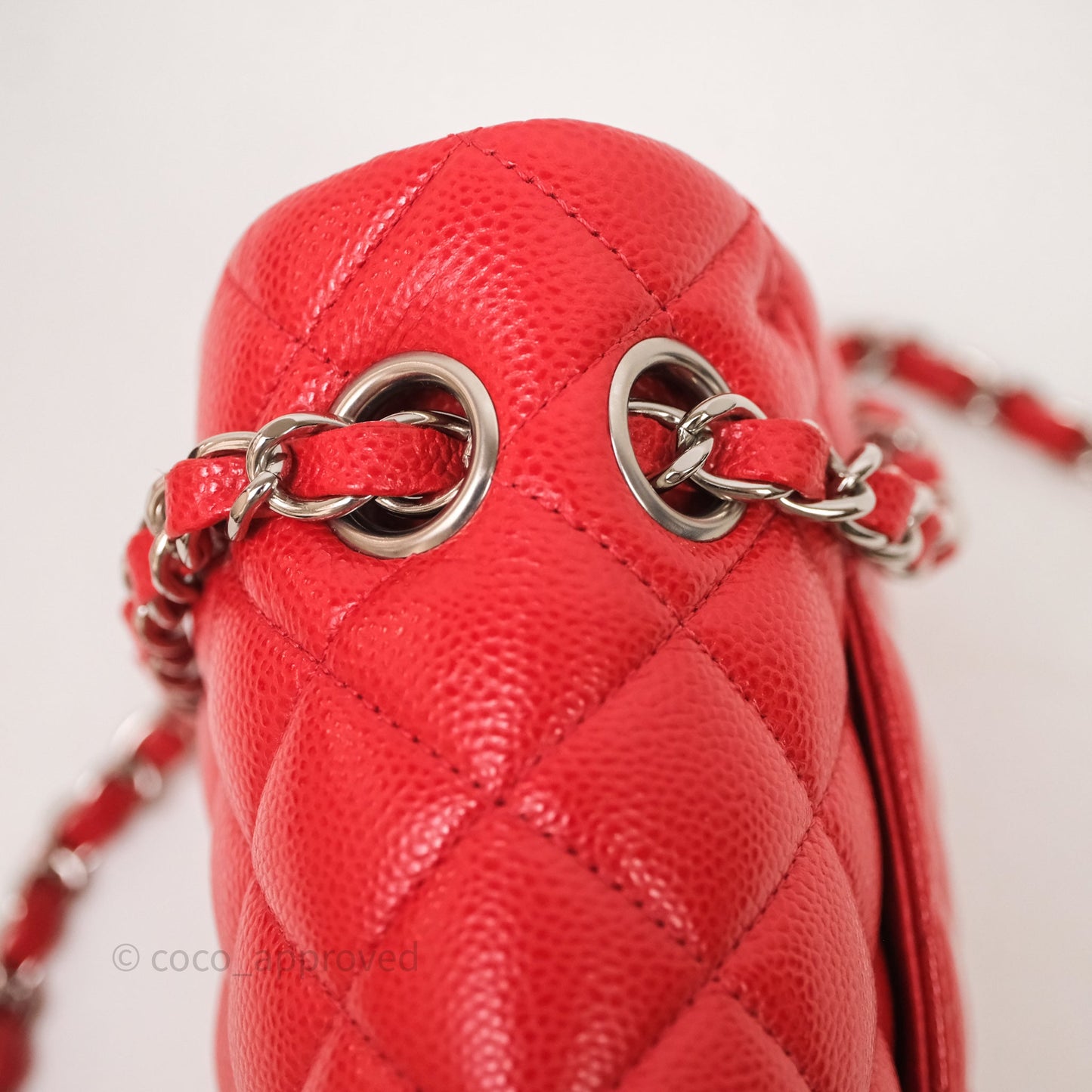 Chanel Small Classic Flap Quilted Red Caviar Silver Hardware