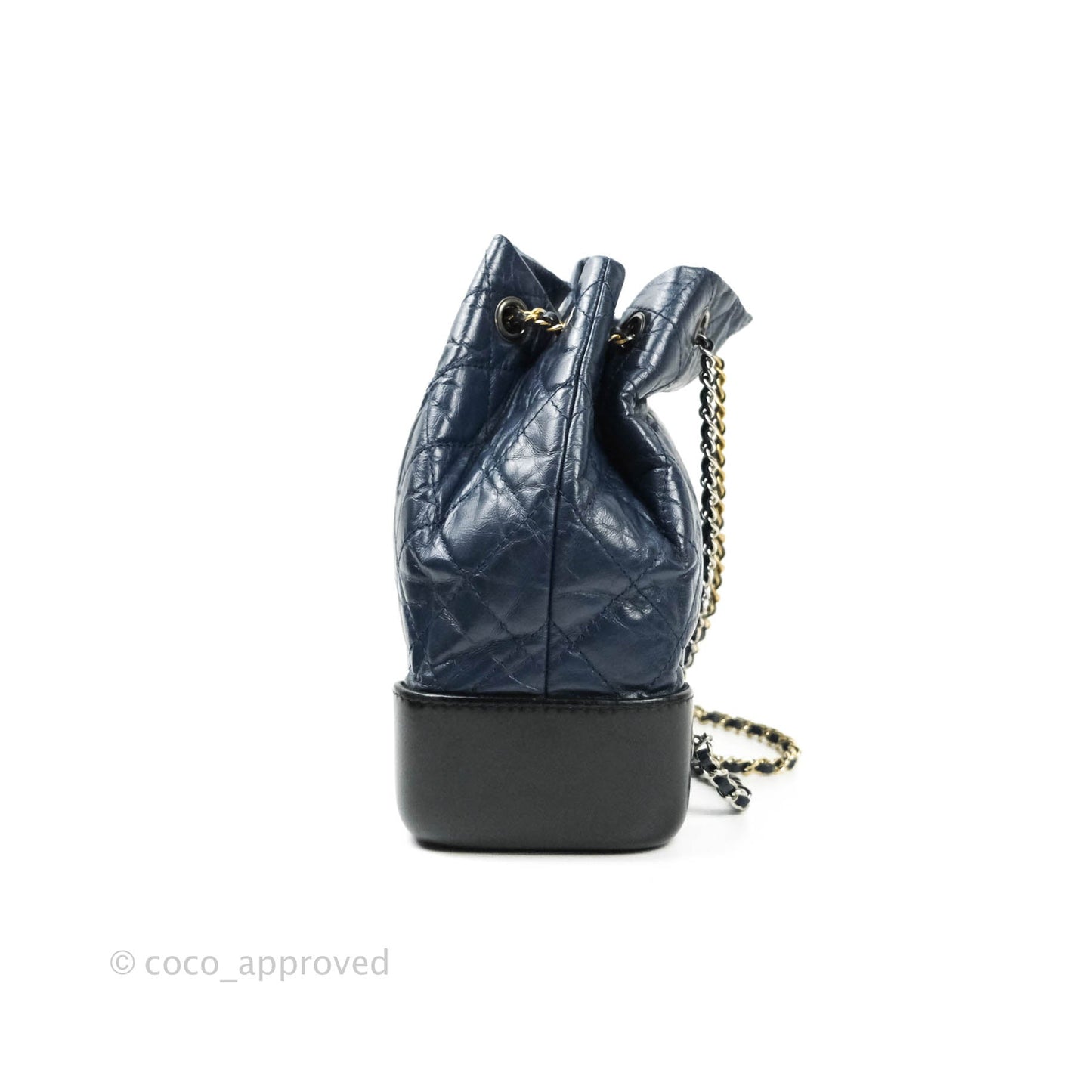 Chanel Gabrielle Backpack Black Aged Calfskin Small Navy Black