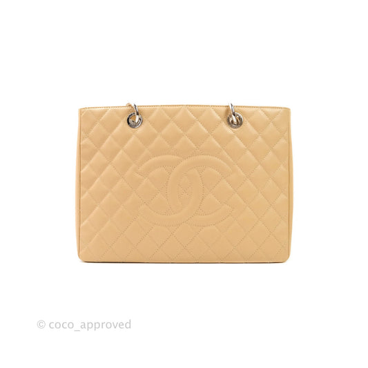 Chanel GST Beige Caviar Silver Hardware