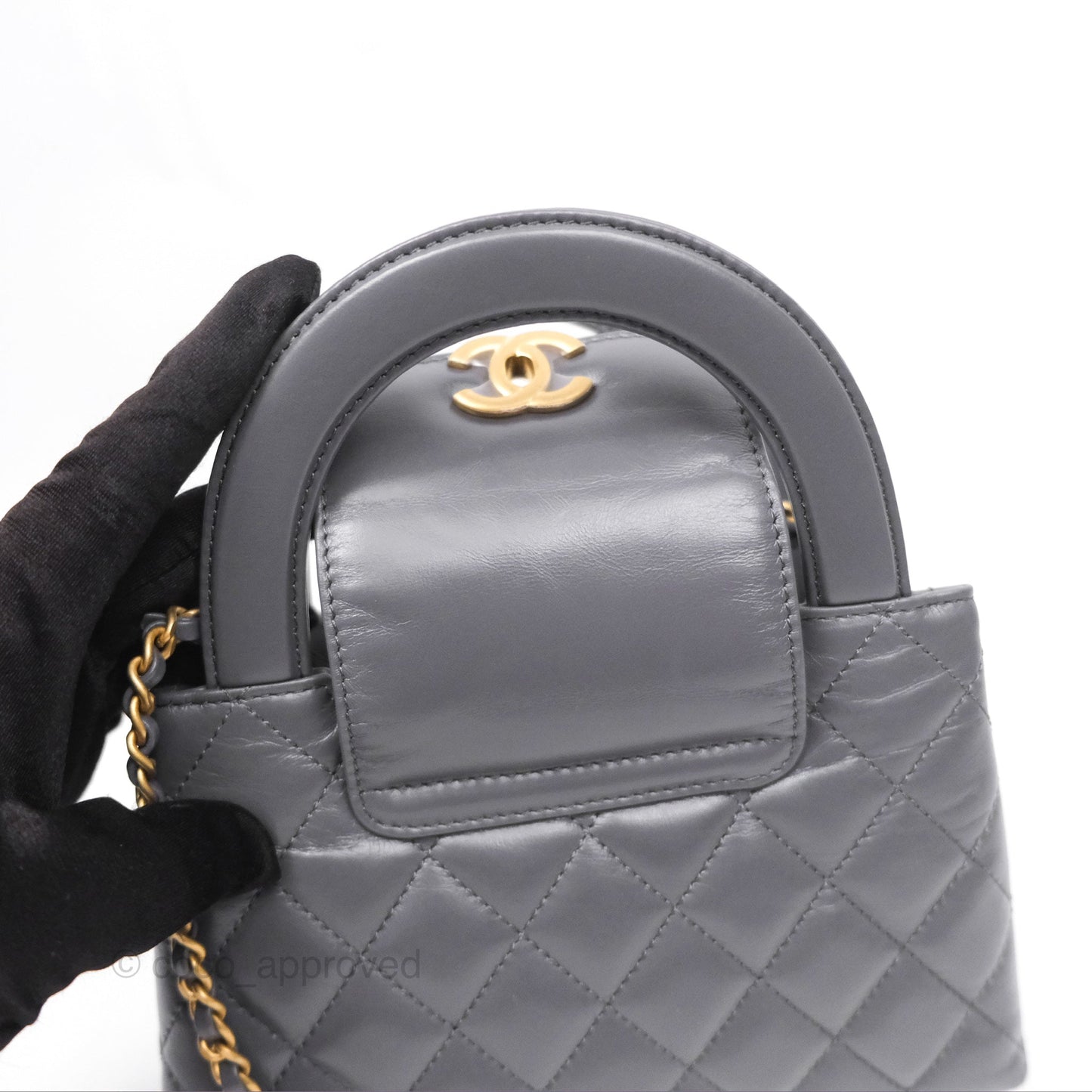 Chanel Kelly Bag Quilted Grey Shiny Calfskin Aged Gold Hardware