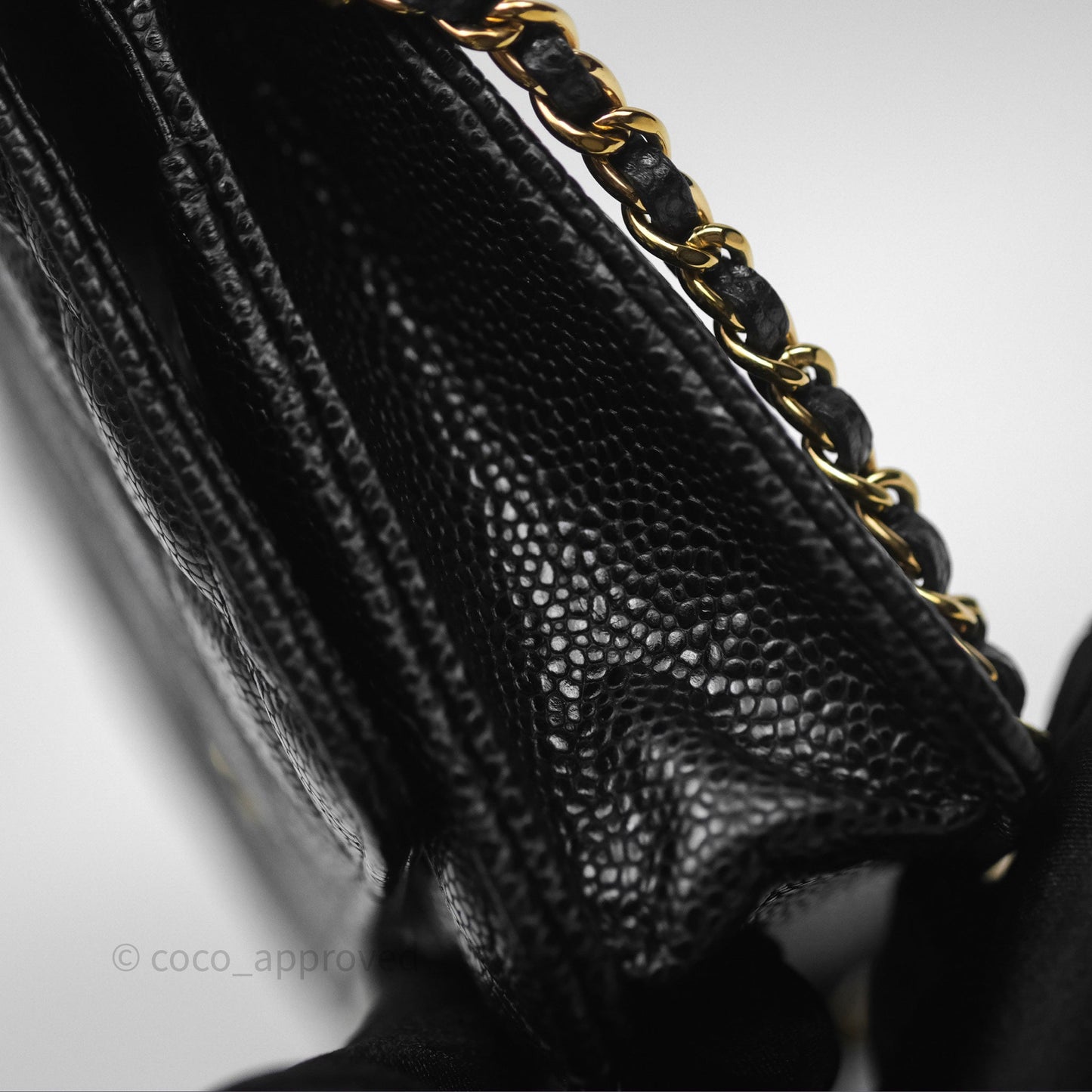 Chanel Classic Wallet On Chain WOC Quilted Black Caviar Gold Hardware