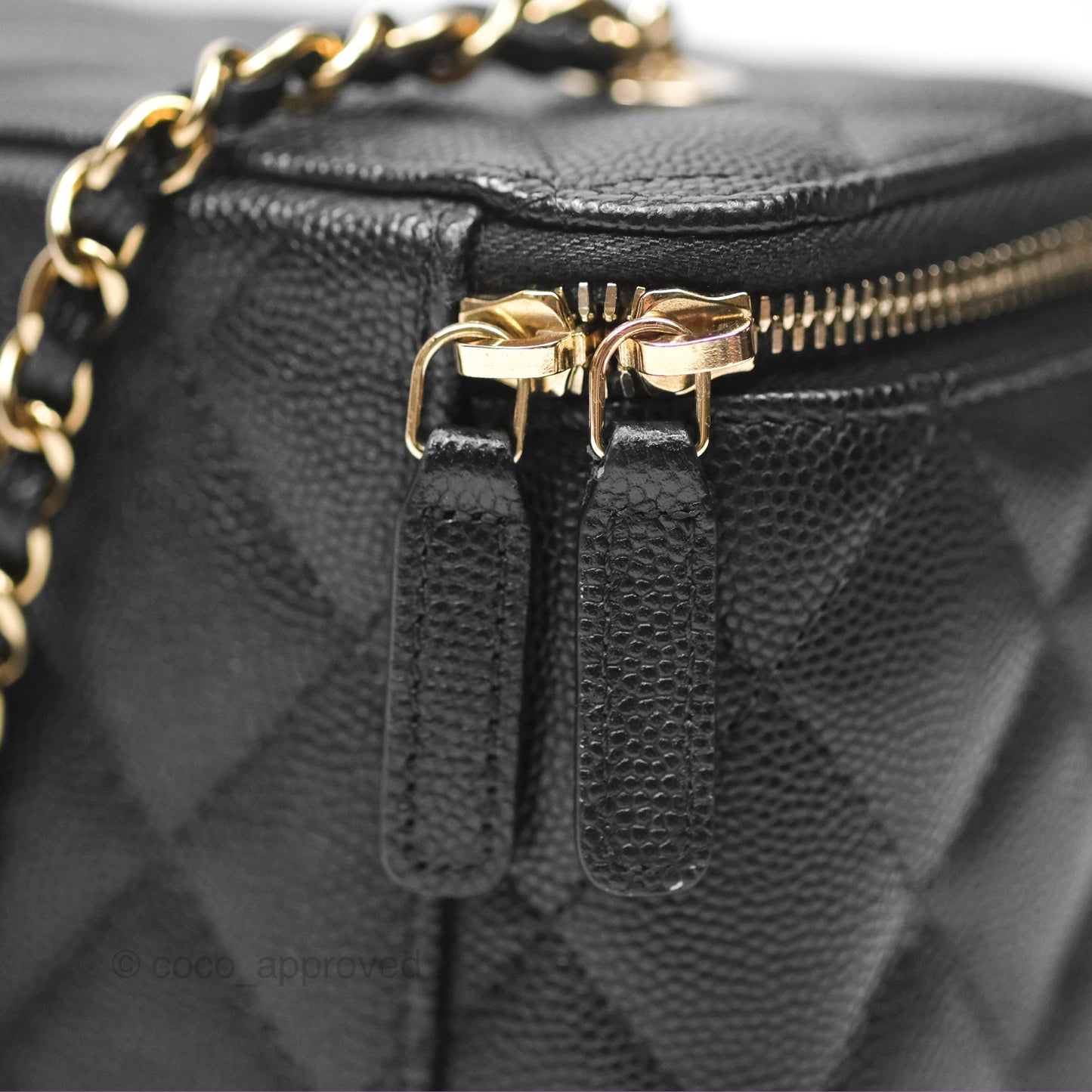 Chanel Vanity Rectangular With Chain Black Caviar Gold Hardware
