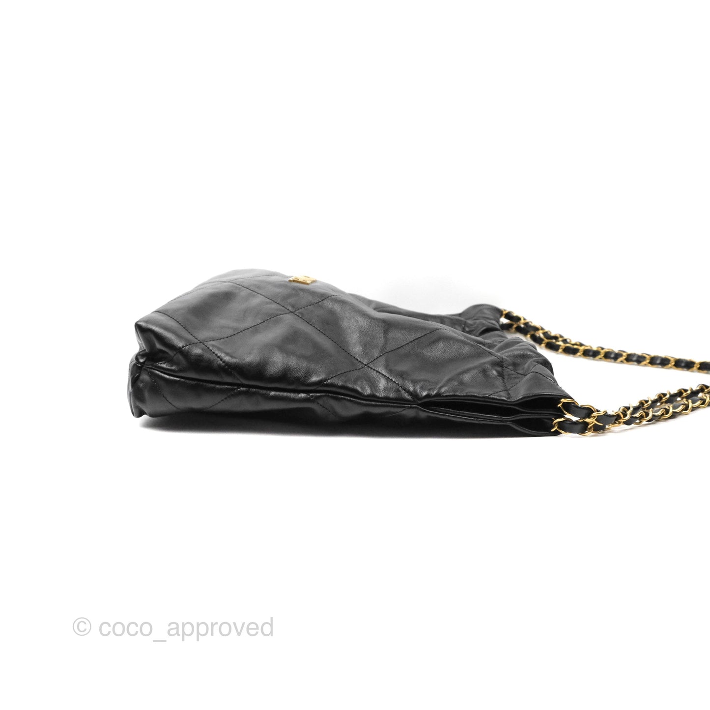 Chanel 22 Small Black Aged Calfskin Aged Gold Hardware