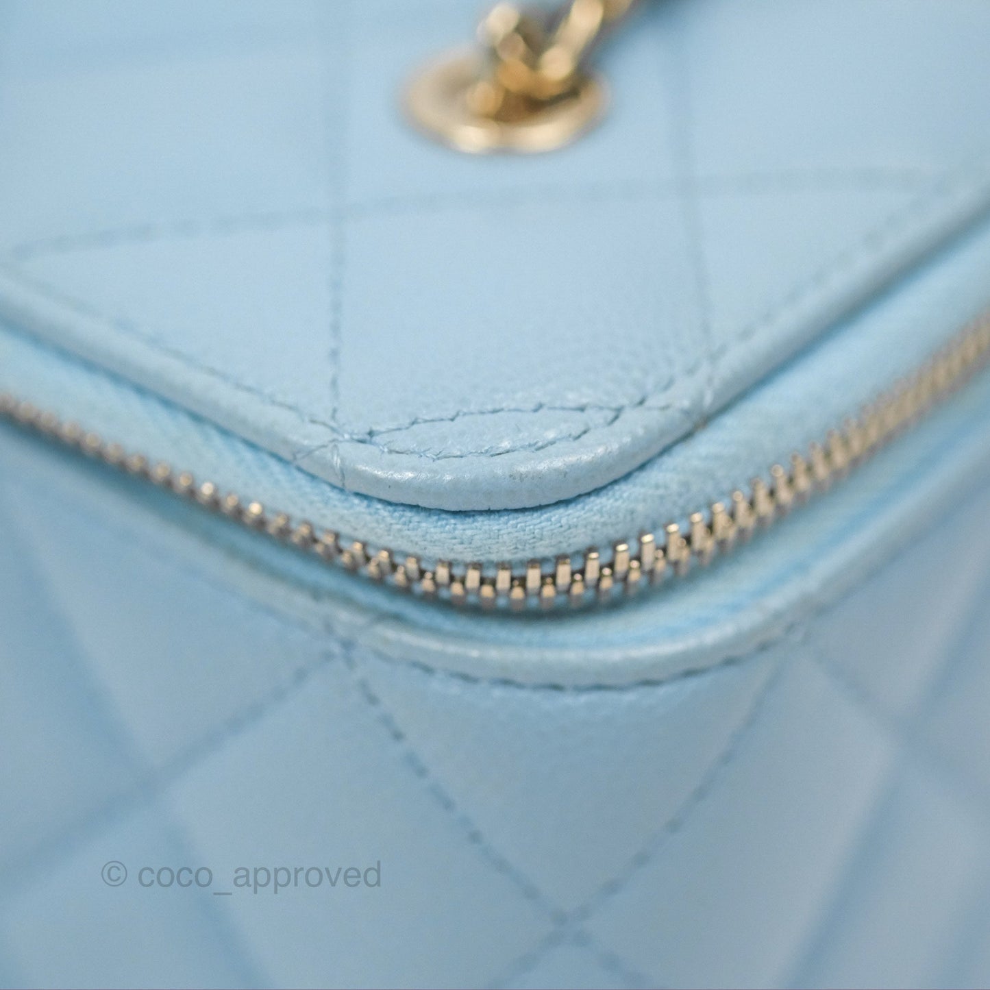 Chanel Classic Vanity With Chain Blue Caviar Gold Hardware