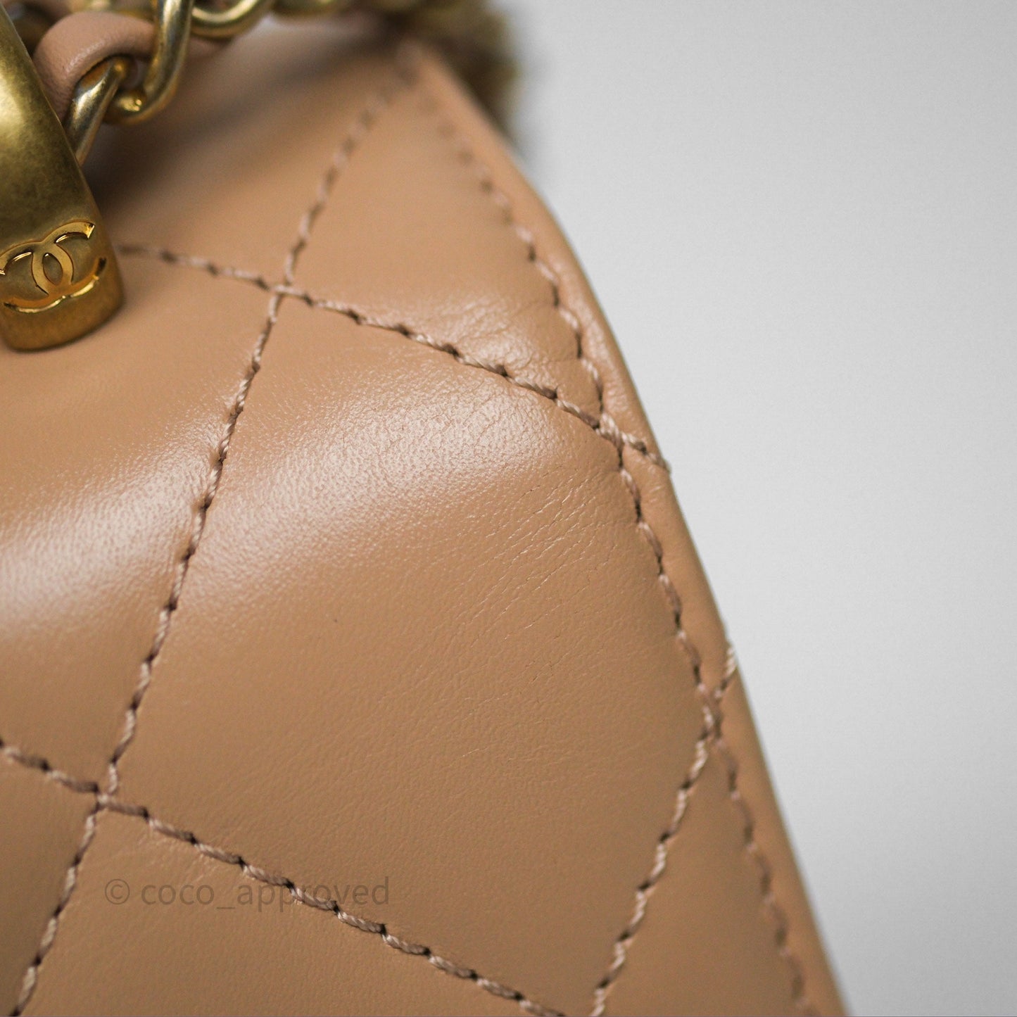 Chanel Quilted Mini Perfect Fit Adjustable Beige Calfskin Gold Hardware