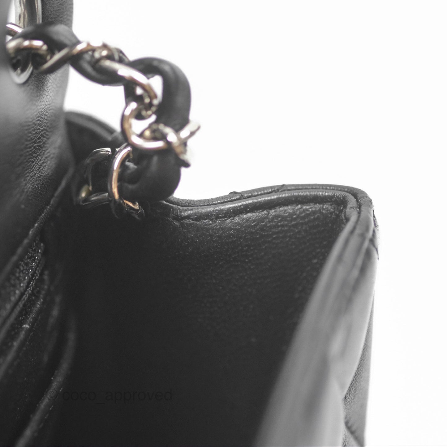 Chanel Mini Square Flap Quilted Black Lambskin Silver Hardware