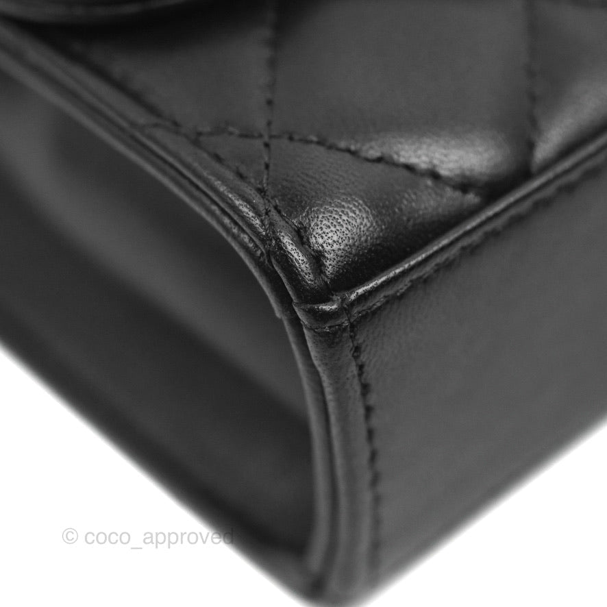 Chanel Small Quilted Trendy CC Clutch With Chain Black Lambskin Gold Hardware