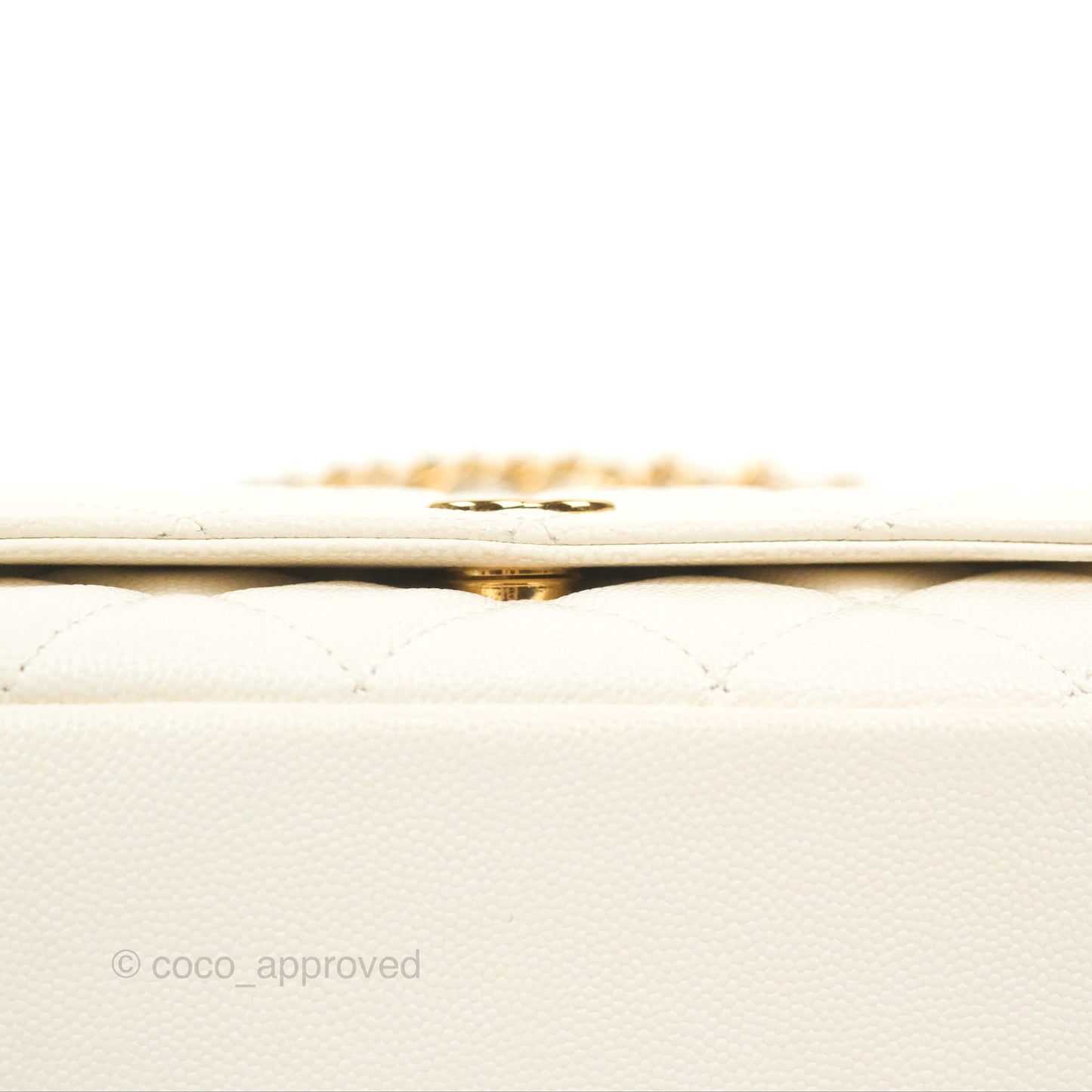 Chanel Clutch with Chain Ivory White Caviar Gold Hardware 22K