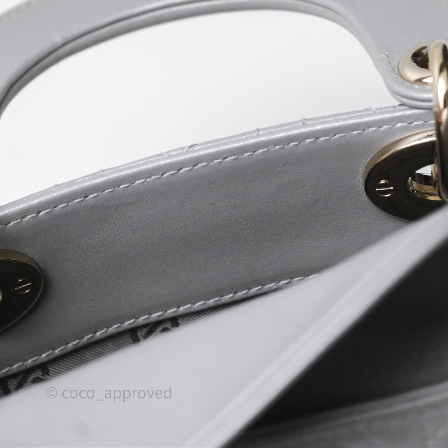 Christian Dior Mini Lady Dior Iridescent Grey Lambskin Cannage Gold Hardware