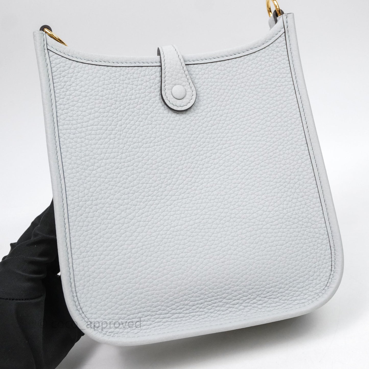 Hermès Mini Evelyne 16 Bleu Pale 08 Clemence Gold Hardware